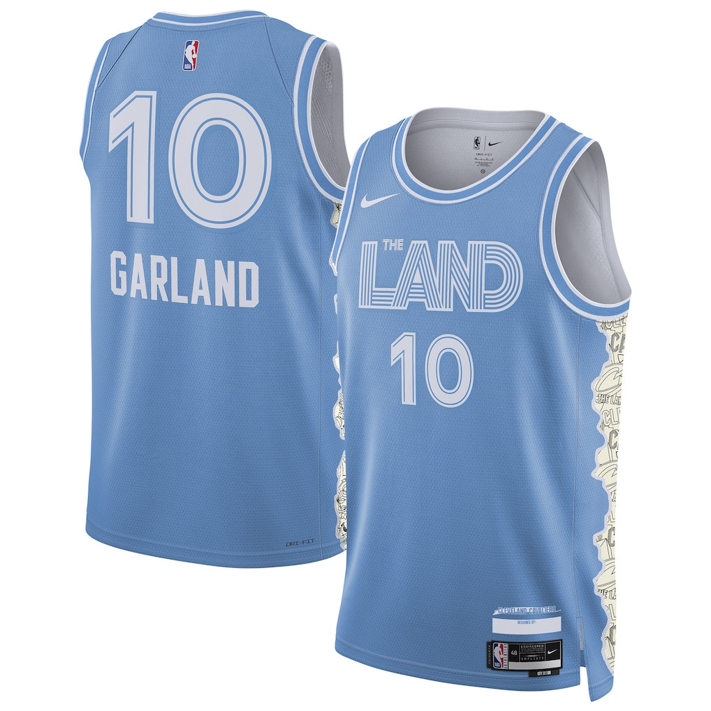 Darius Garland 10 Cleveland Cavaliers Unisex 2024/25 Swingman Player Basketball Jersey - City Edition - Light Blue - JS300