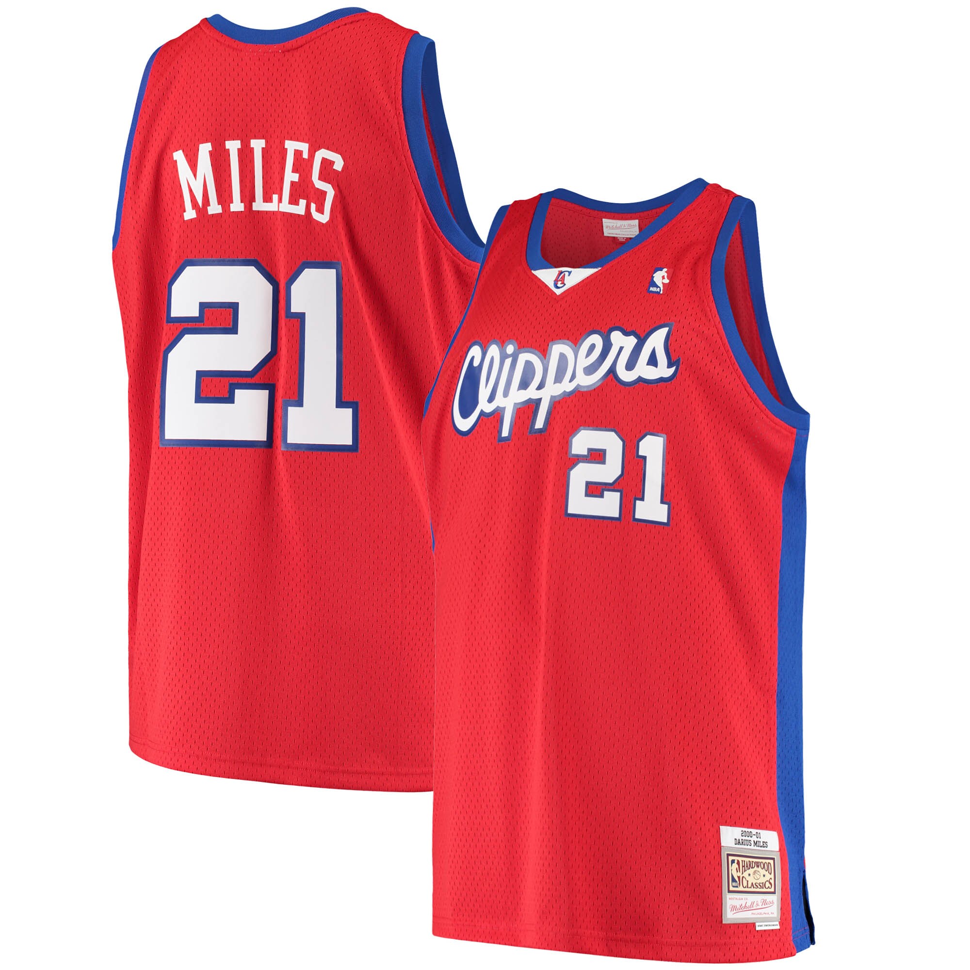 Alternative view of Darius Miles La Clippers Mitchell & Ness 2000/01 Hardwood Classics Swingman Jersey - Statement Edition - Red