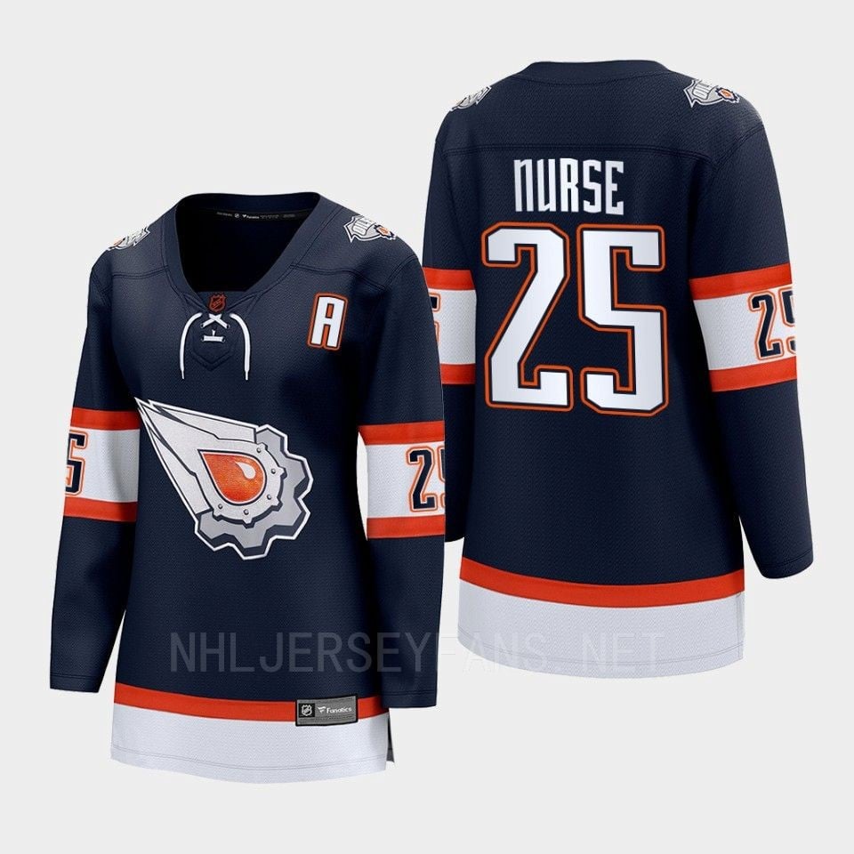 Darnell Nurse 25 Edmonton Oilers 2022 Special Edition 2.0 Women Breakaway Player Retro Hockey Jersey Navy - JS515 