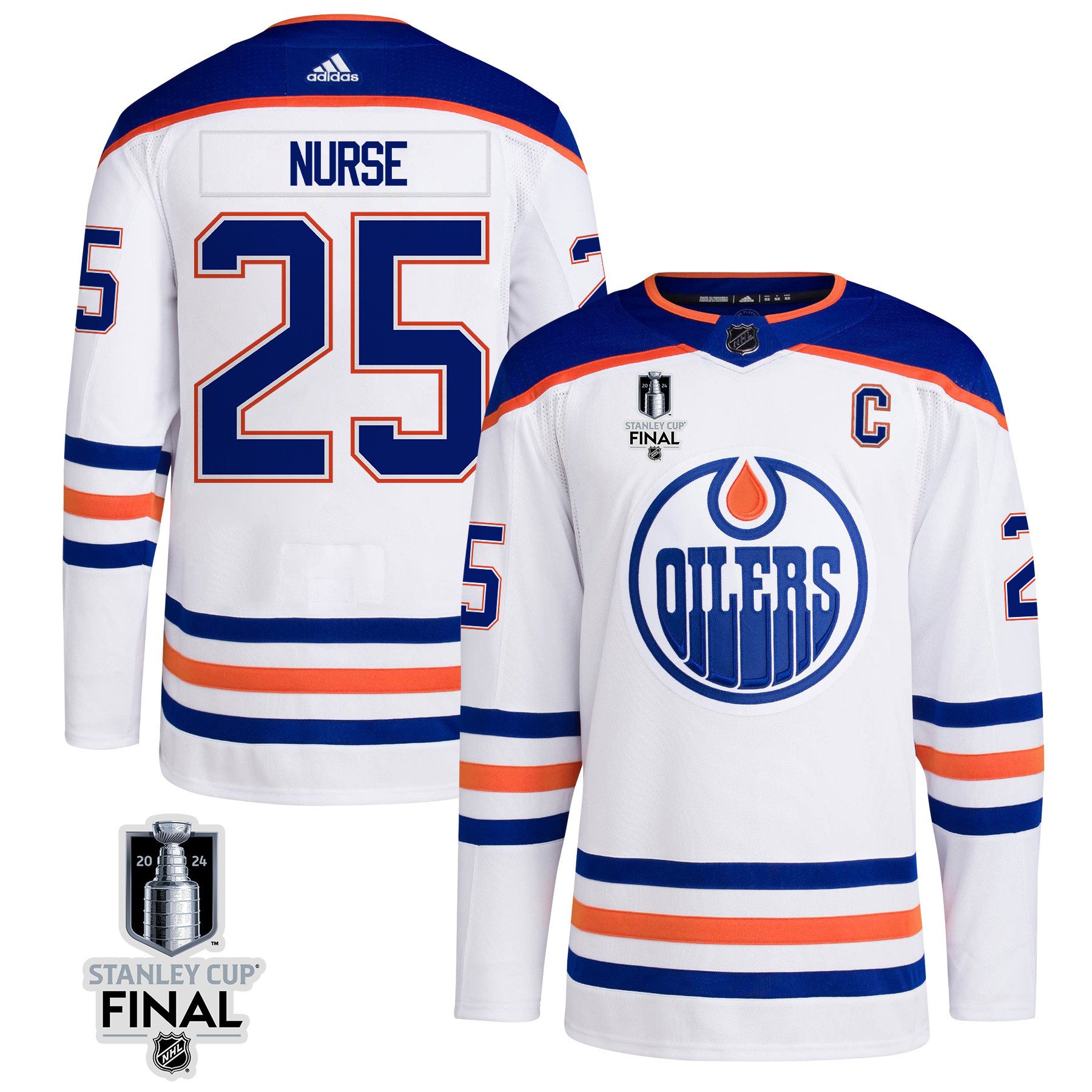 Darnell Nurse 25 Edmonton Oilers 2024 STANLEY CUP Final Away Hockey Jersey - Men, White - JS359 