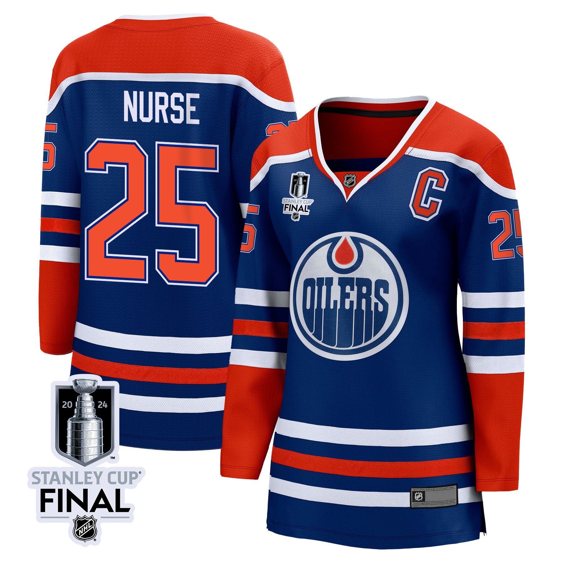 Darnell Nurse 25 Edmonton Oilers 2024 STANLEY CUP Final Women's Home Hockey Jersey - Royal - JS196 