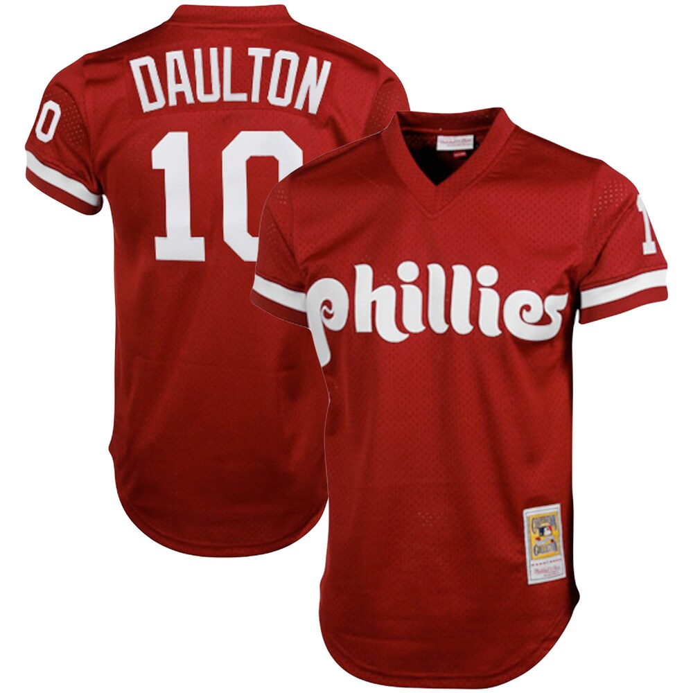 Darren Daulton Philadelphia Phillies Mitchell & Ness Cooperstown Collection Big & Tall Mesh Batting Practice Baseball Jersey - Red