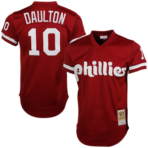 Darren Daulton Philadelphia Phillies Mitchell & Ness Cooperstown Mesh Batting Practice Baseball Jersey – Red