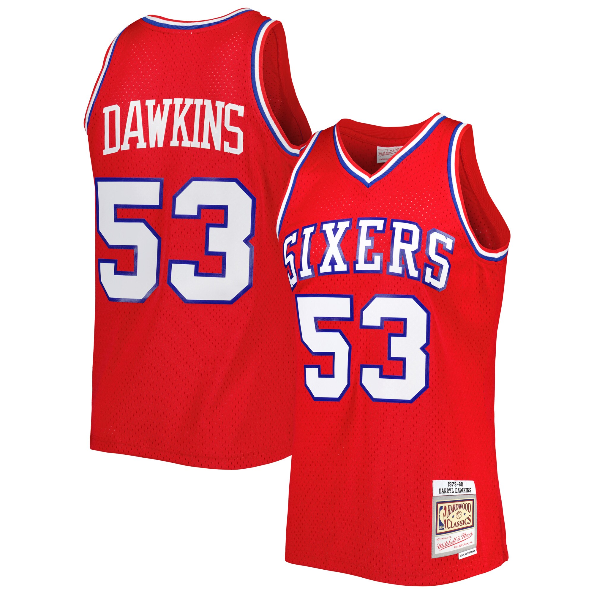 Darryl Dawkins Philadelphia 76ers Mitchell & Ness Hardwood Classics 1979/80 Swingman Basketball Jersey - Red