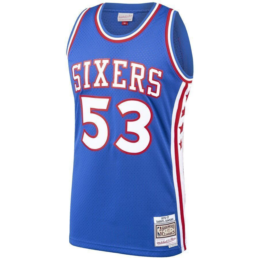 Alternative view of Darryl Dawkins Philadelphia 76ers Mitchell & Ness 1976-77 Hardwood Classics Swingman Basketball Jersey - Royal - JS425 
