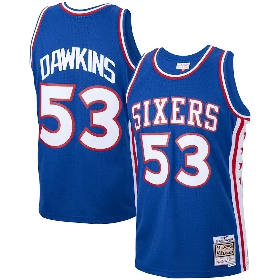 Darryl Dawkins Philadelphia 76ers Mitchell & Ness 1976-77 Hardwood Classics Swingman Player Basketball Jersey - Royal - JS694 