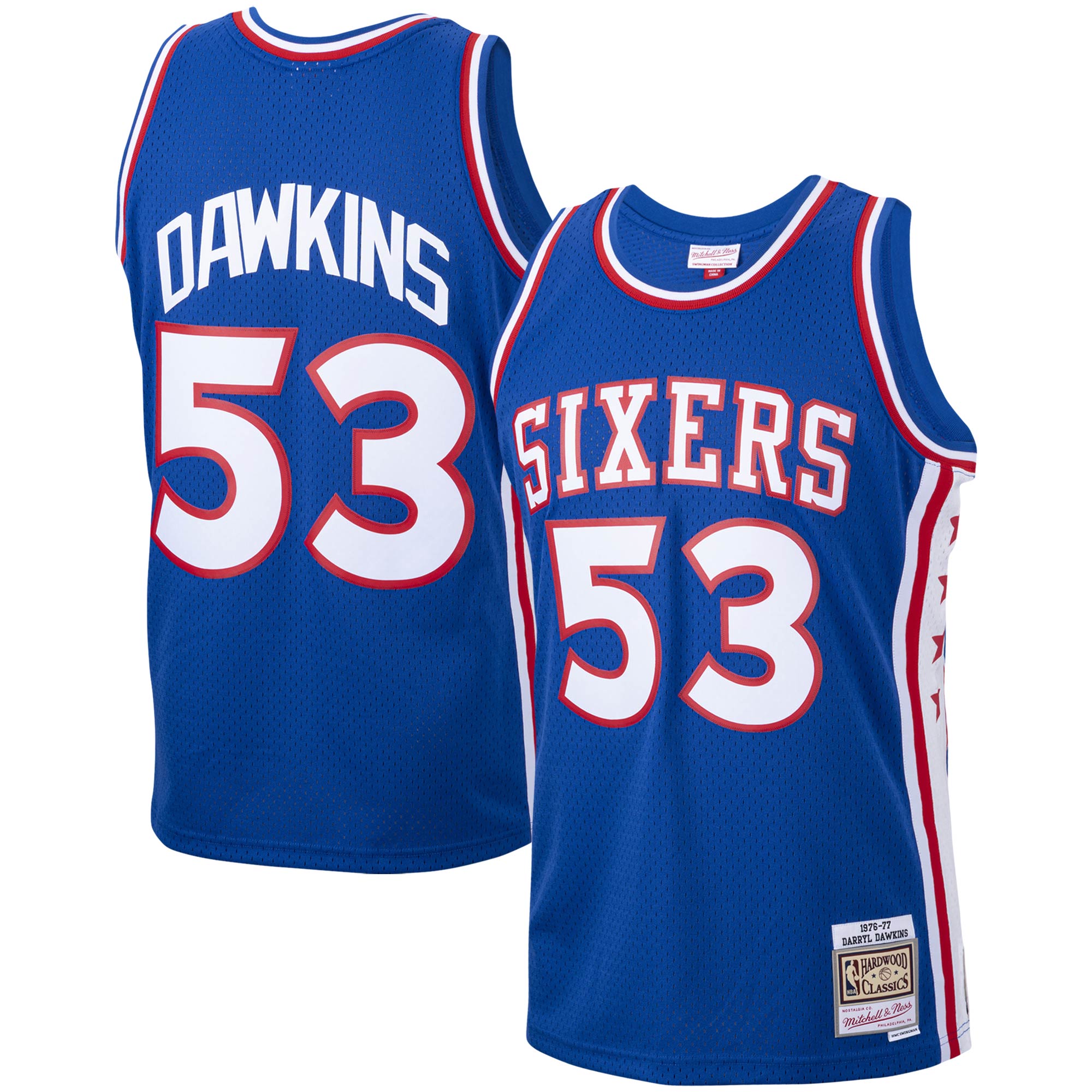 Alternative view of Darryl Dawkins Philadelphia 76ers Mitchell & Ness 1976-77 Hardwood Classics Swingman Player Basketball Jersey – Royal