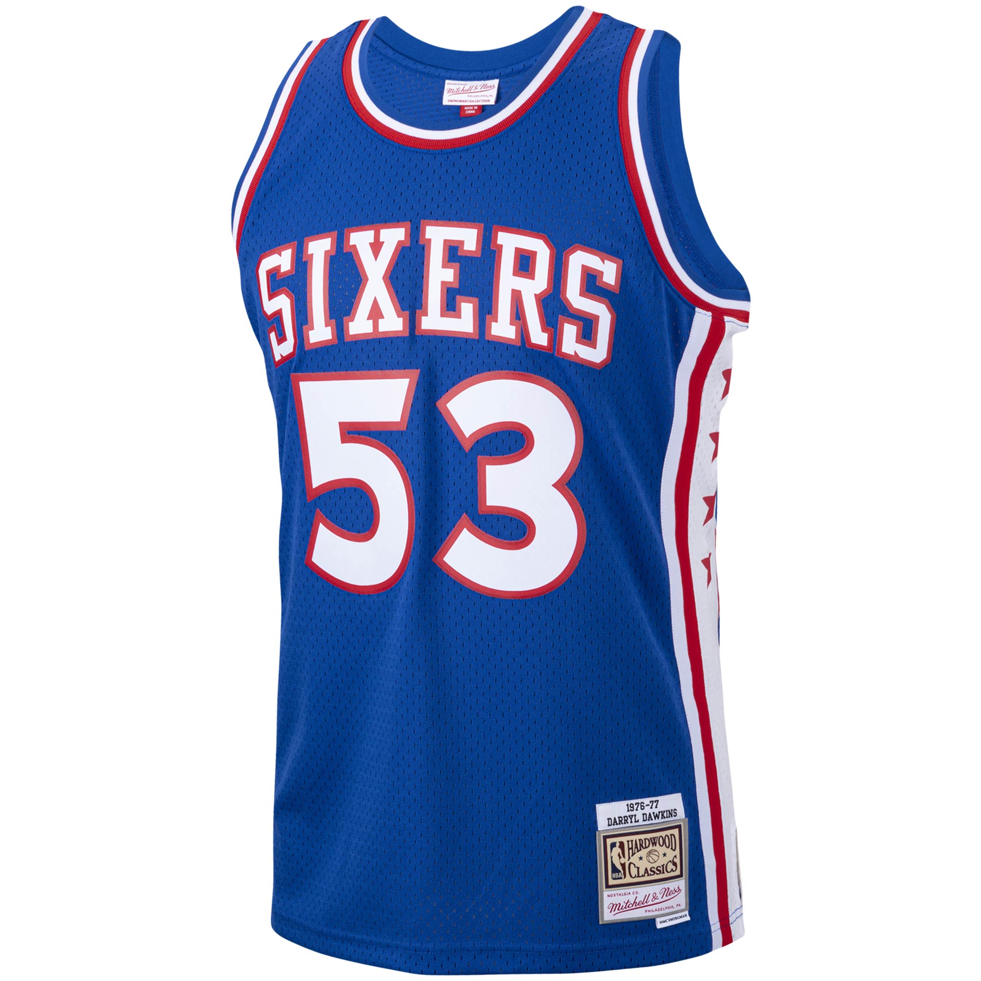 Alternative view of Darryl Dawkins Philadelphia 76ers Mitchell & Ness 1976/77 Hardwood Classics Swingman Basketball Jersey - Royal