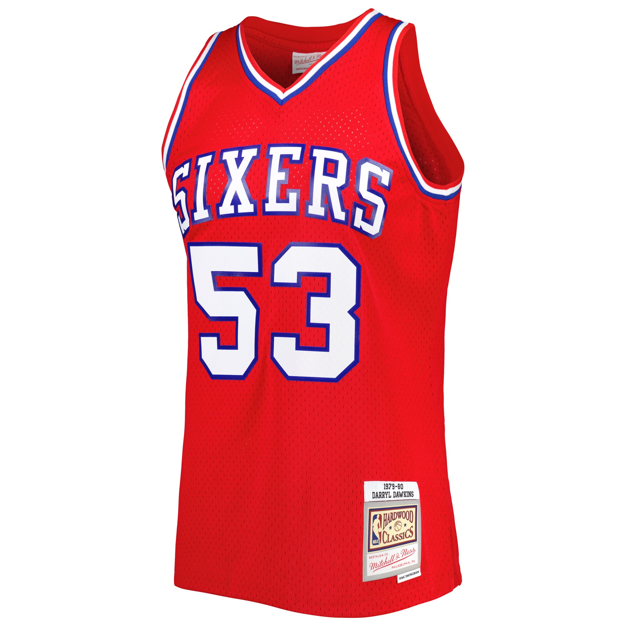 Alternative view of Darryl Dawkins Philadelphia 76ers Mitchell & Ness Hardwood Classics 1979/80 Swingman Basketball Jersey - Red