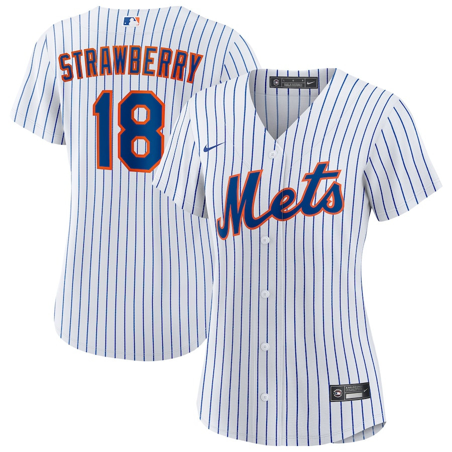 Darryl Strawberry 18 New York Mets Home Player Women Baseball Jersey - White 