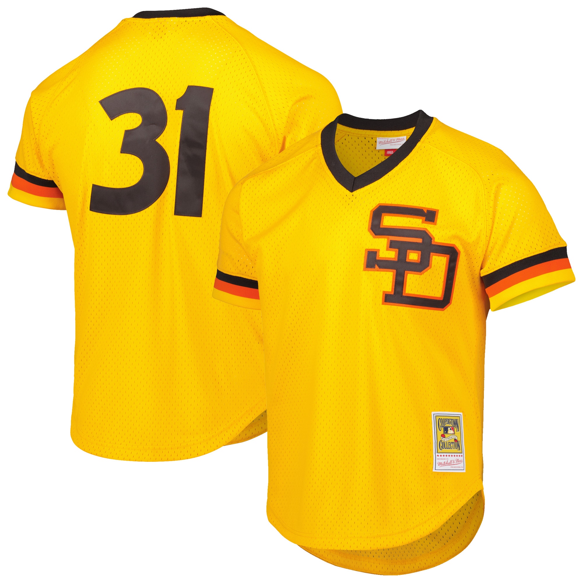 Dave Winfield San Diego Padres Mitchell & Ness Cooperstown Collection Mesh Batting Practice Baseball Jersey - Gold