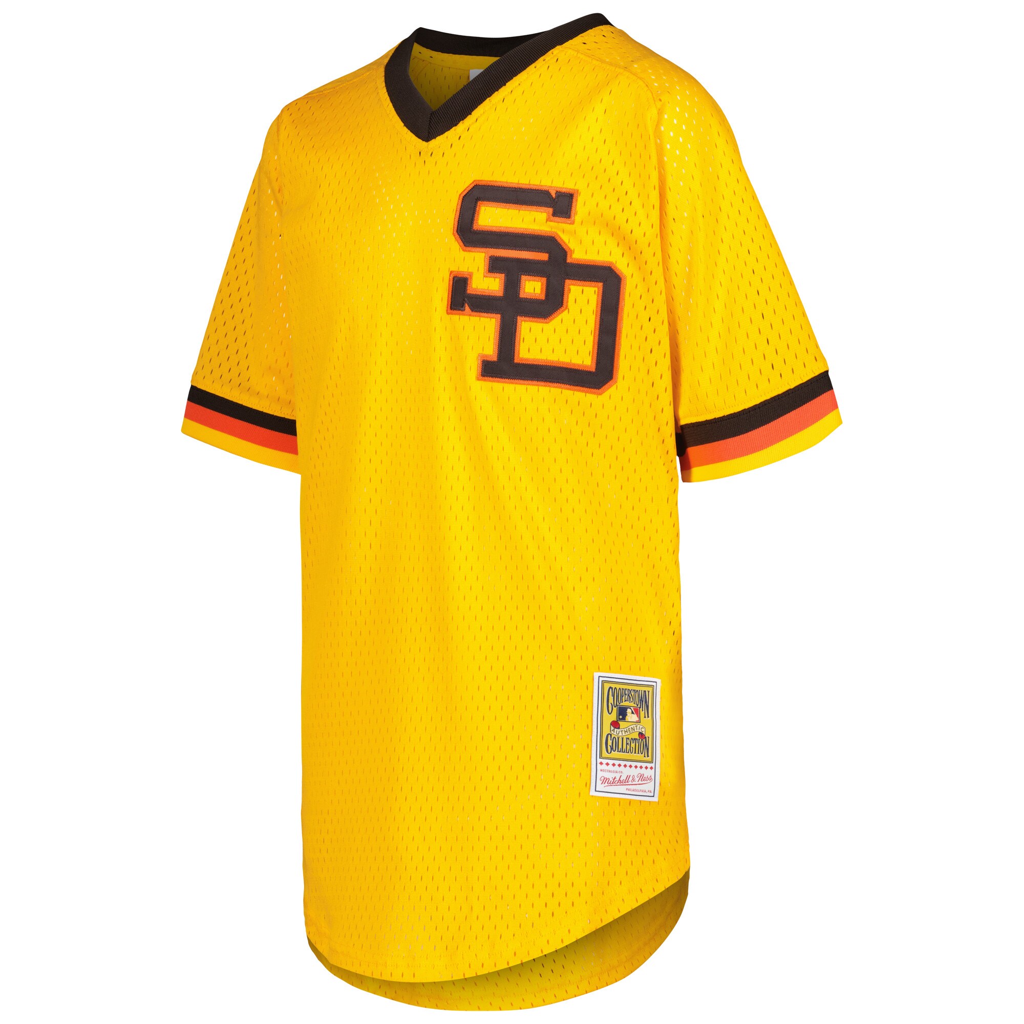 Alternative view of Dave Winfield San Diego Padres Mitchell & Ness Youth Cooperstown CollectionÃƒâ€šÃ‚Â mesh Batting Practice Baseball Jersey - Gold