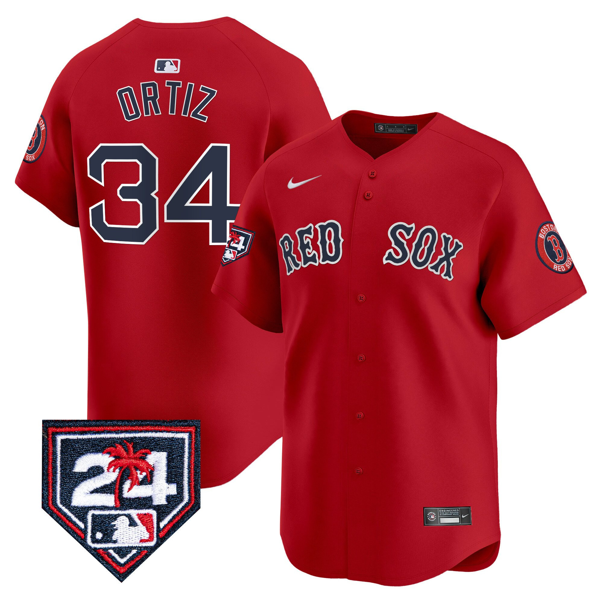 David Ortiz 34 Boston Red Sox 2024 Spring Training Men Jersey - Red