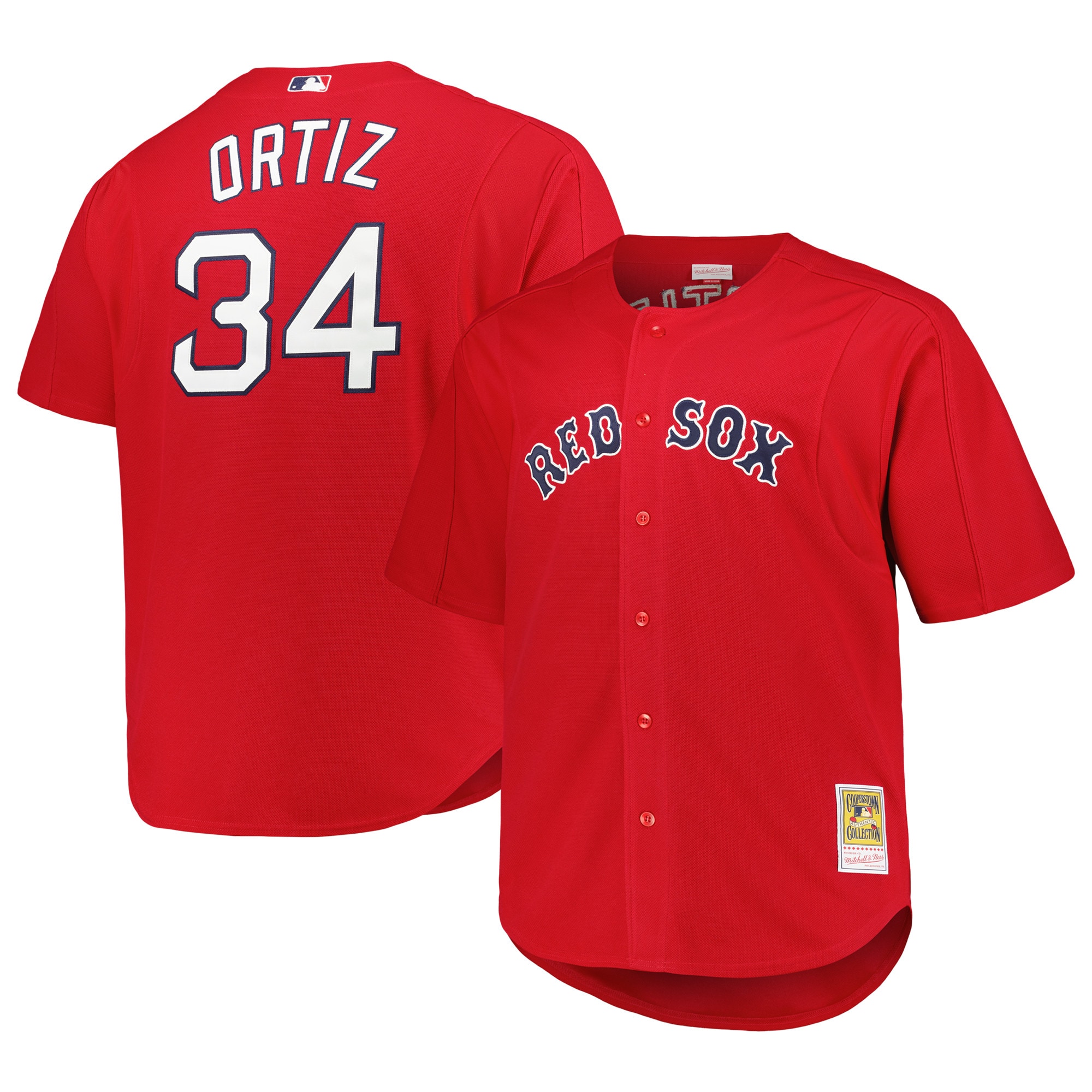 David Ortiz Boston Red Sox Mitchell & Ness Big & Tall Cooperstown Collection Batting Practice Replica Jersey - Red