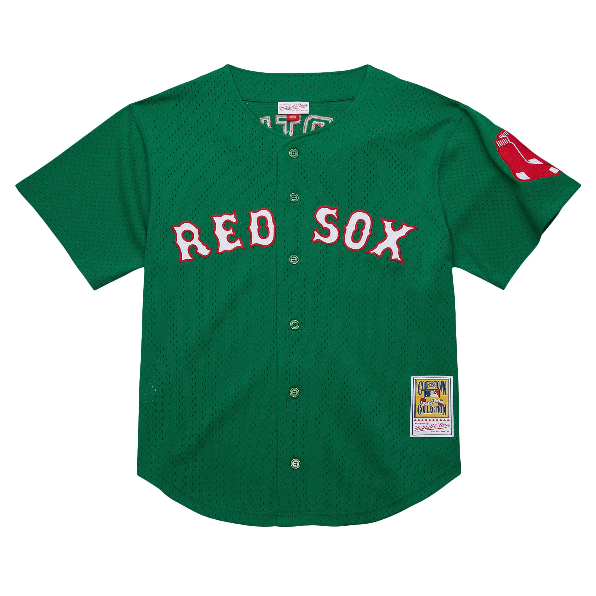 Alternative view of David Ortiz Boston Red Sox Mitchell & Ness Cooperstown Collection Mesh Batting Practice Baseball Jersey - Kelly Green