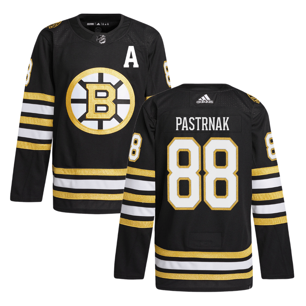 David Pastrňák 88 Boston Bruins 100th Anniversary Primegreen Home Men Hockey Jersey - Black - JS154 