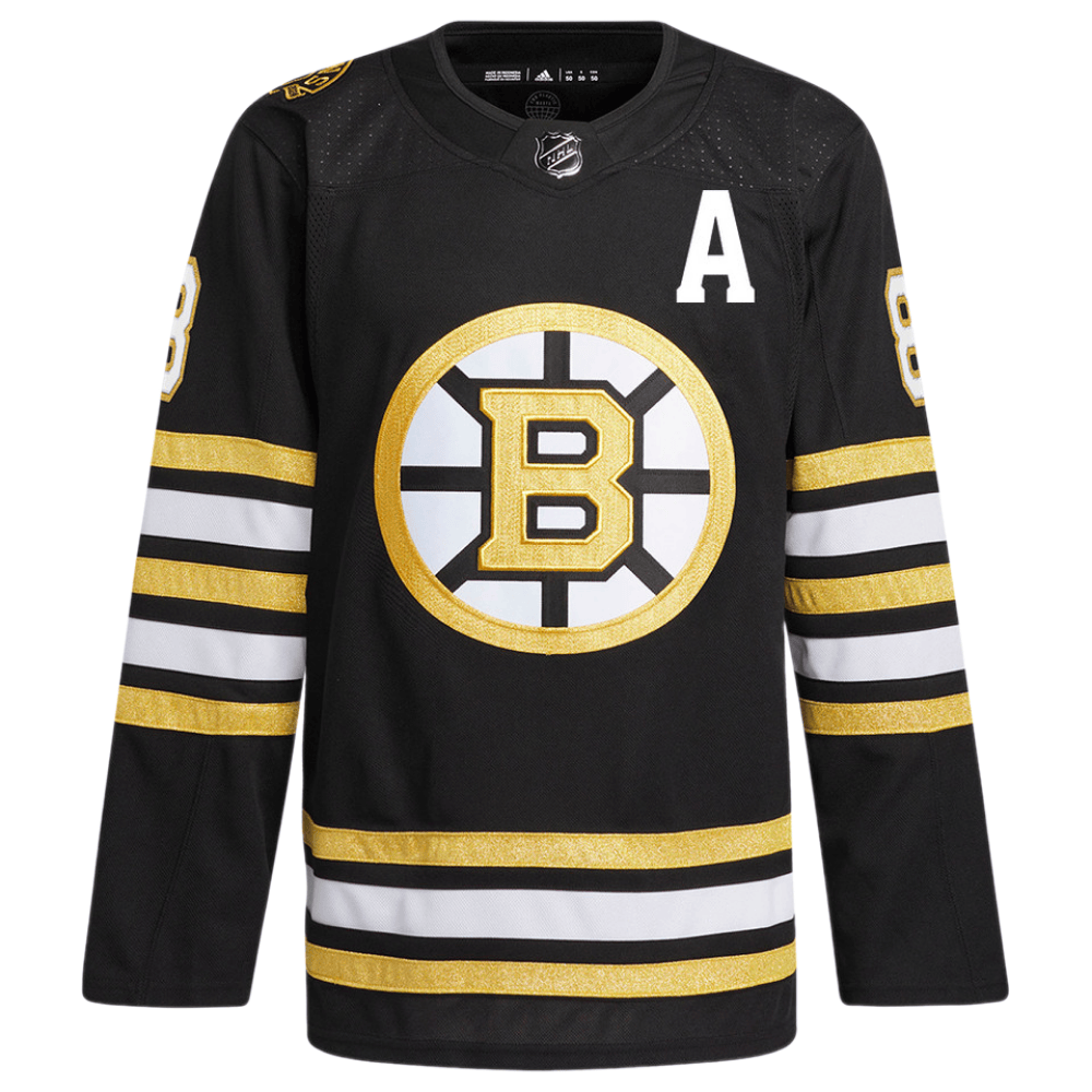 Alternative view of David Pastrňák 88 Boston Bruins 100th Anniversary Primegreen Home Men Hockey Jersey - Black - JS154 