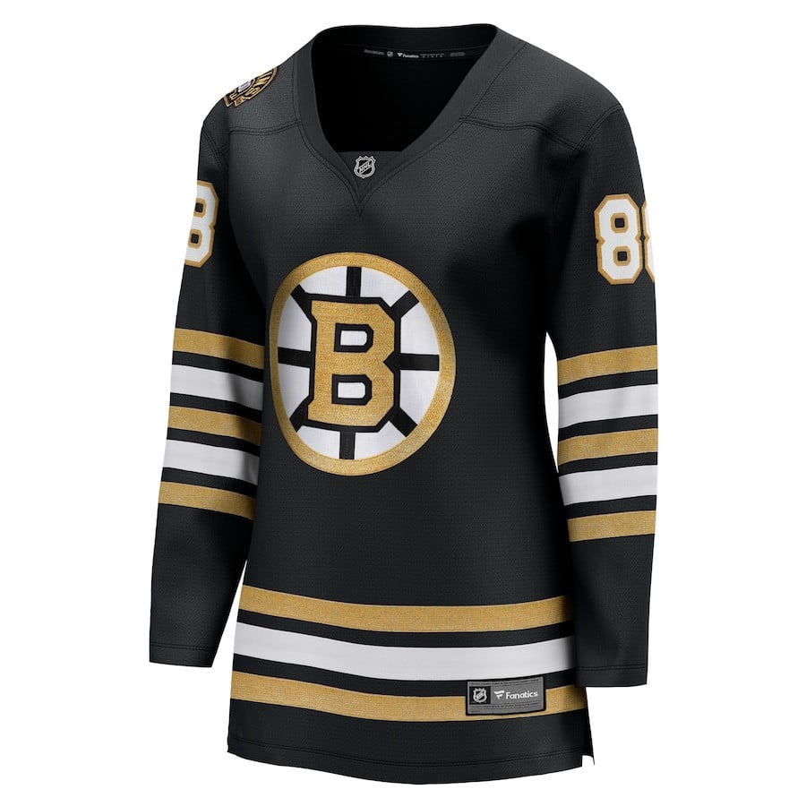 Alternative view of David Pastrnak 88 Boston Bruins Women's 100th Anniversary Breakaway Hockey Jersey - Women, Black - JS657 