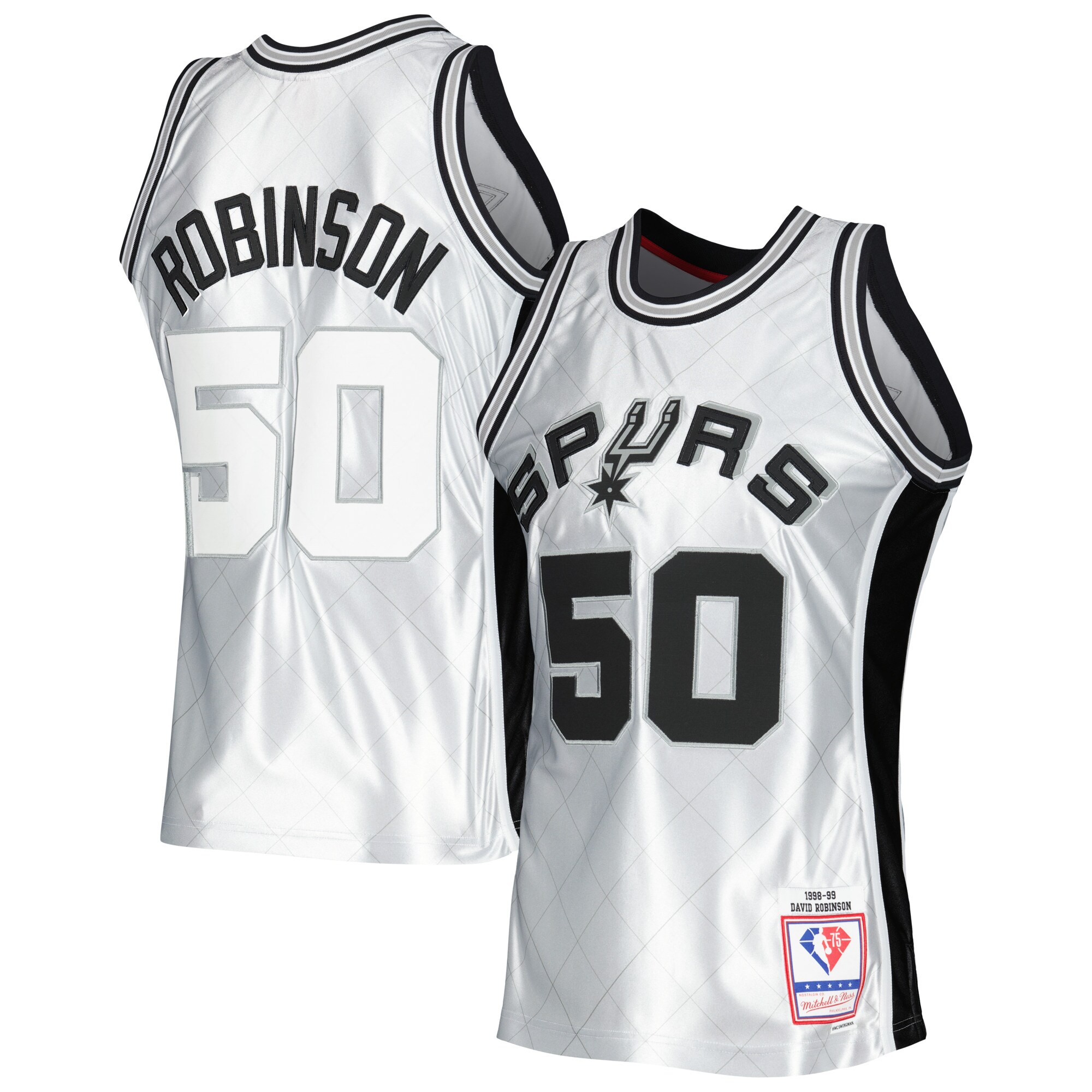 Alternative view of David Robinson San Antonio Spurs Mitchell & Ness 1998/99 Hardwood Classics 75th Anniversary Swingman Basketball Jersey - Platinum