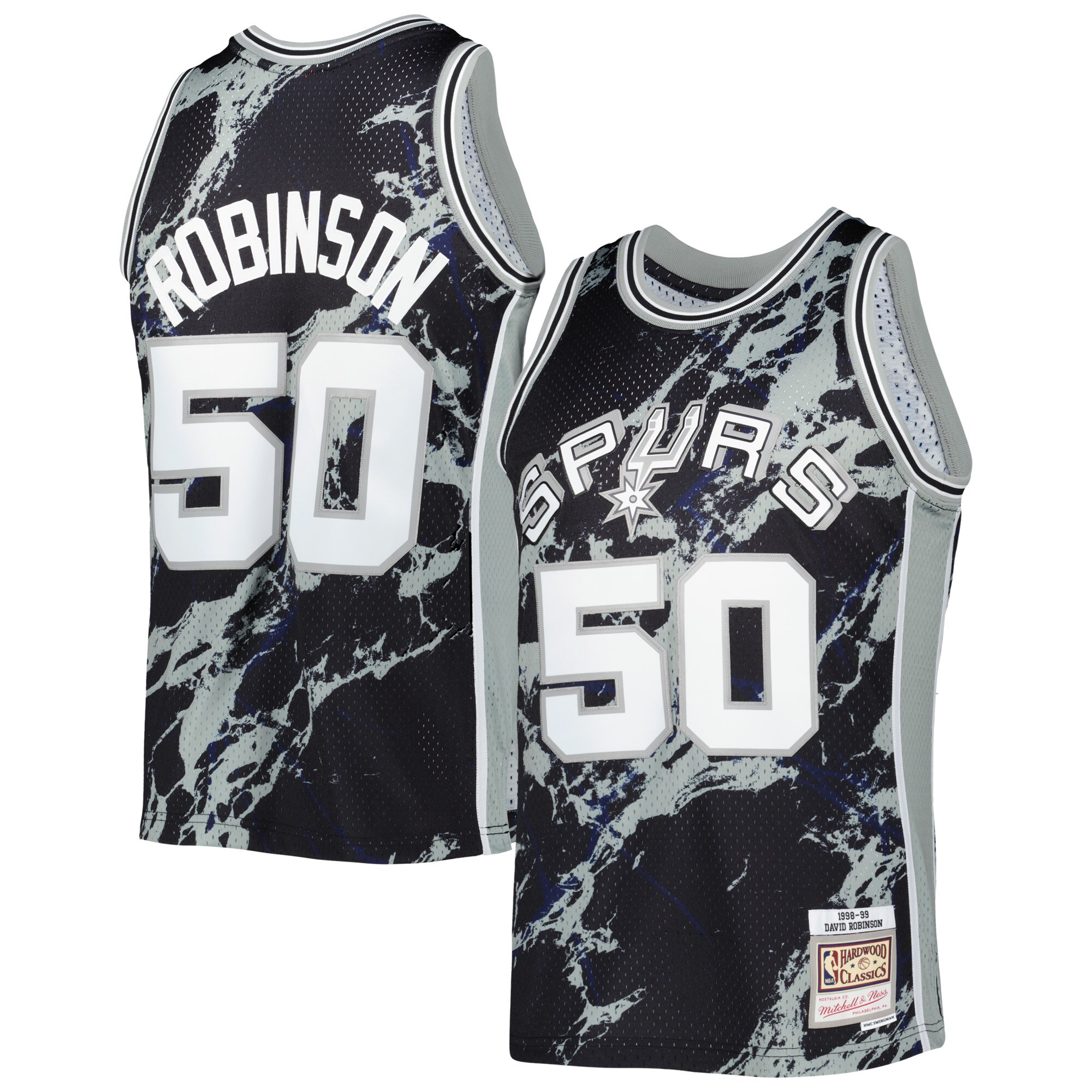 Alternative view of David Robinson San Antonio Spurs Mitchell & Ness 1998/99 Hardwood Classics Marble Swingman Basketball Jersey - Black