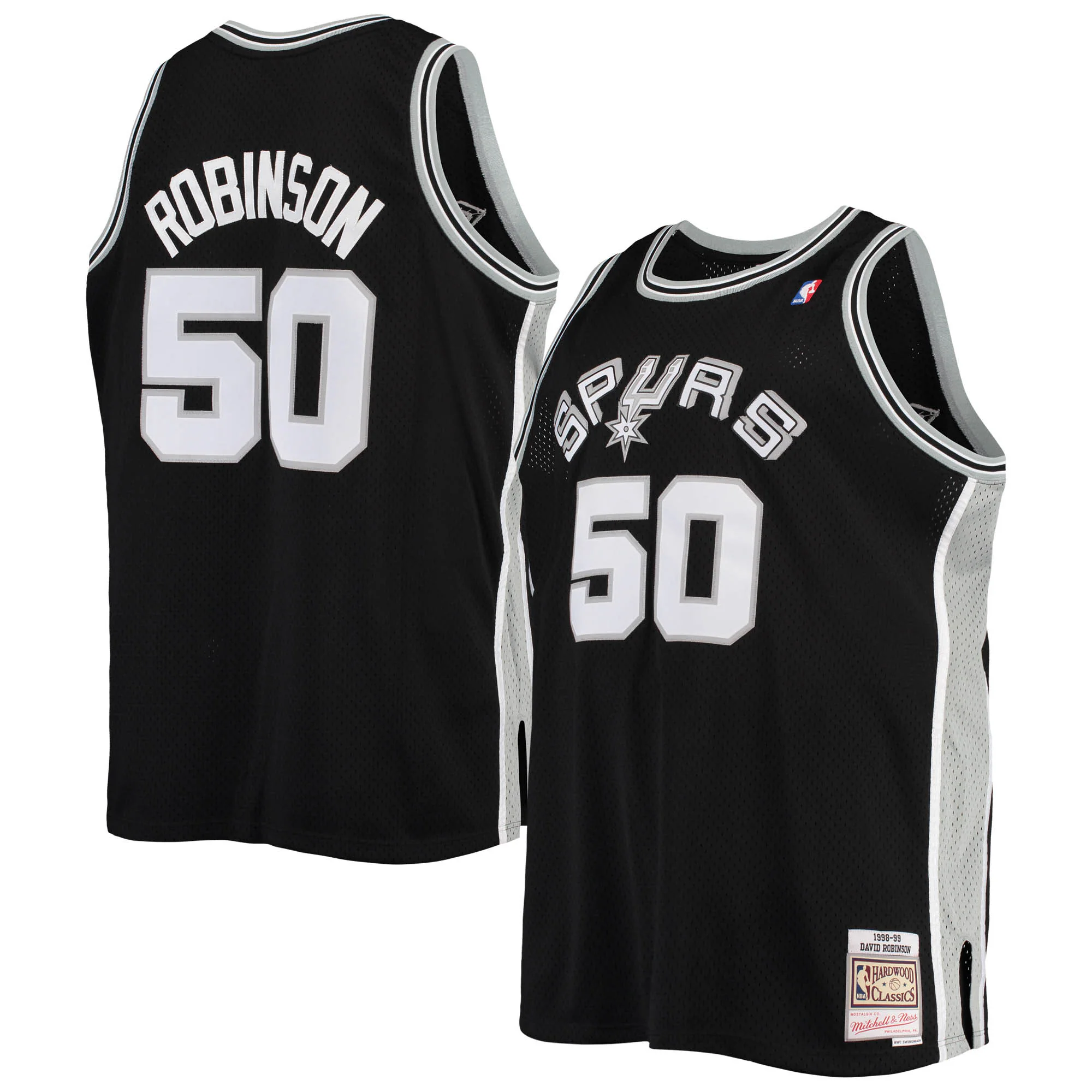 Alternative view of David Robinson San Antonio Spurs Mitchell & Ness Big & Tall Hardwood Classics Basketball Jersey - Black