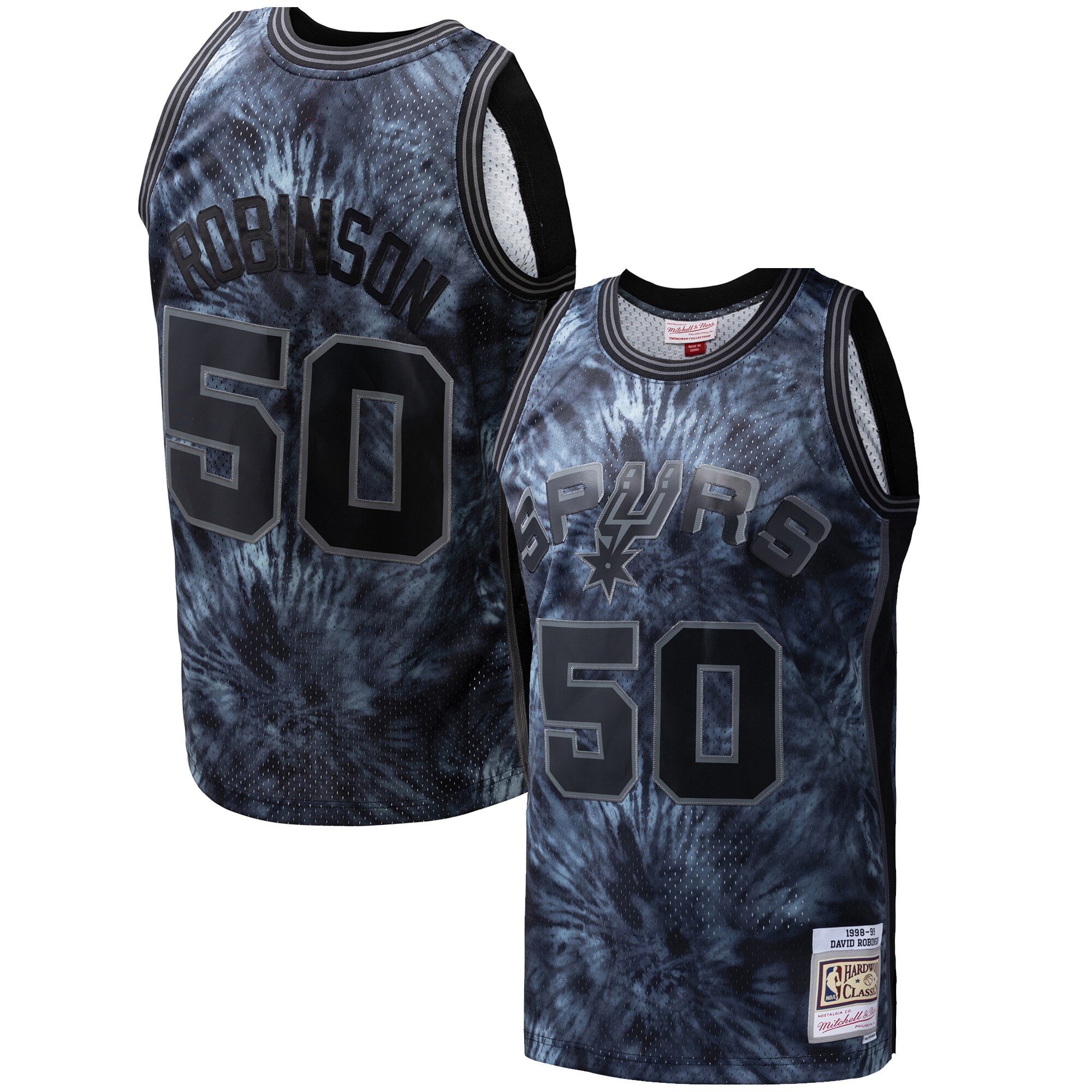 Alternative view of David Robinson San Antonio Spurs Mitchell & Ness Hardwood Classics 1998/99 Tie-dye Swingman Basketball Jersey - Black