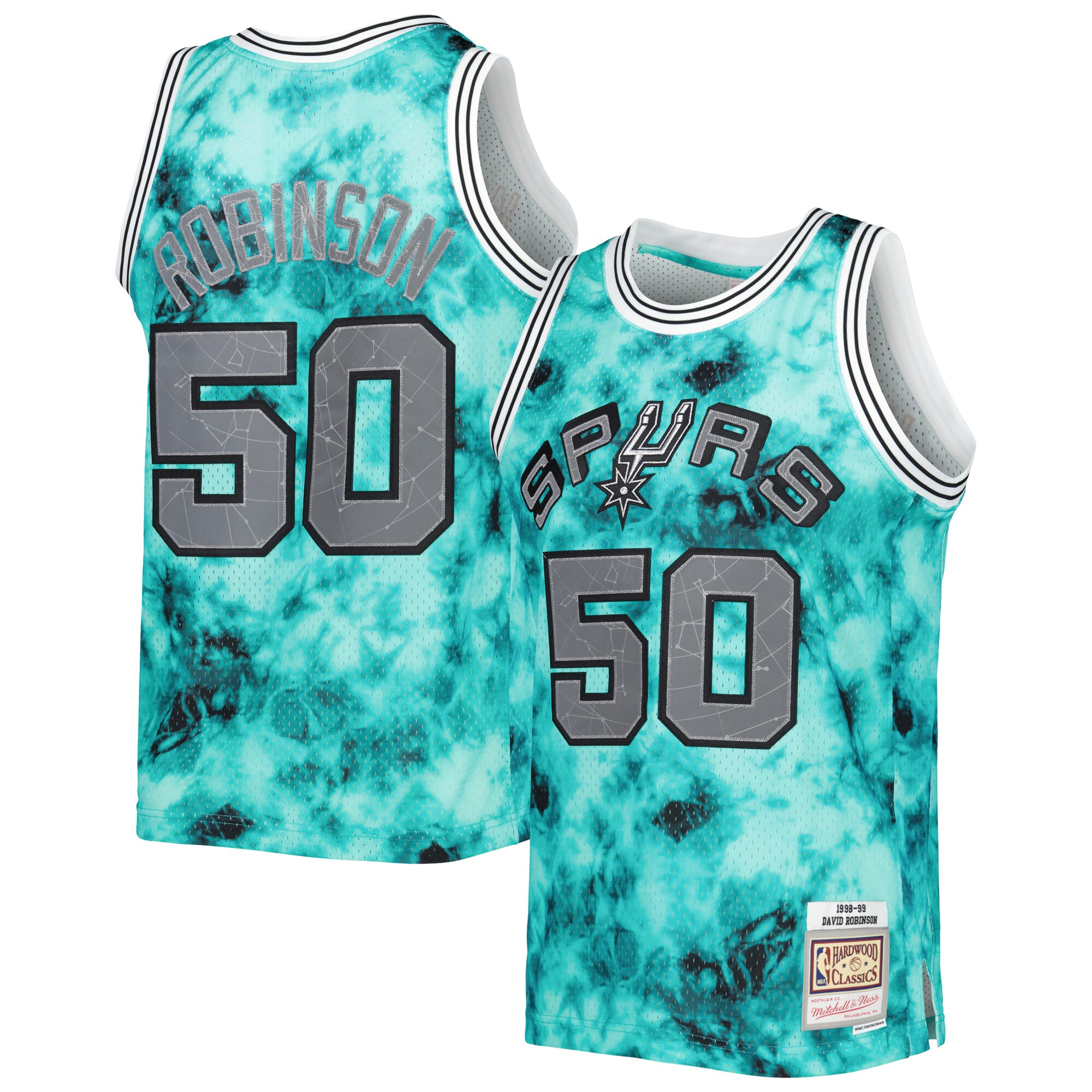Alternative view of David Robinson San Antonio Spurs Mitchell & Ness 1998/99 Galaxy Swingman Basketball Jersey - Teal