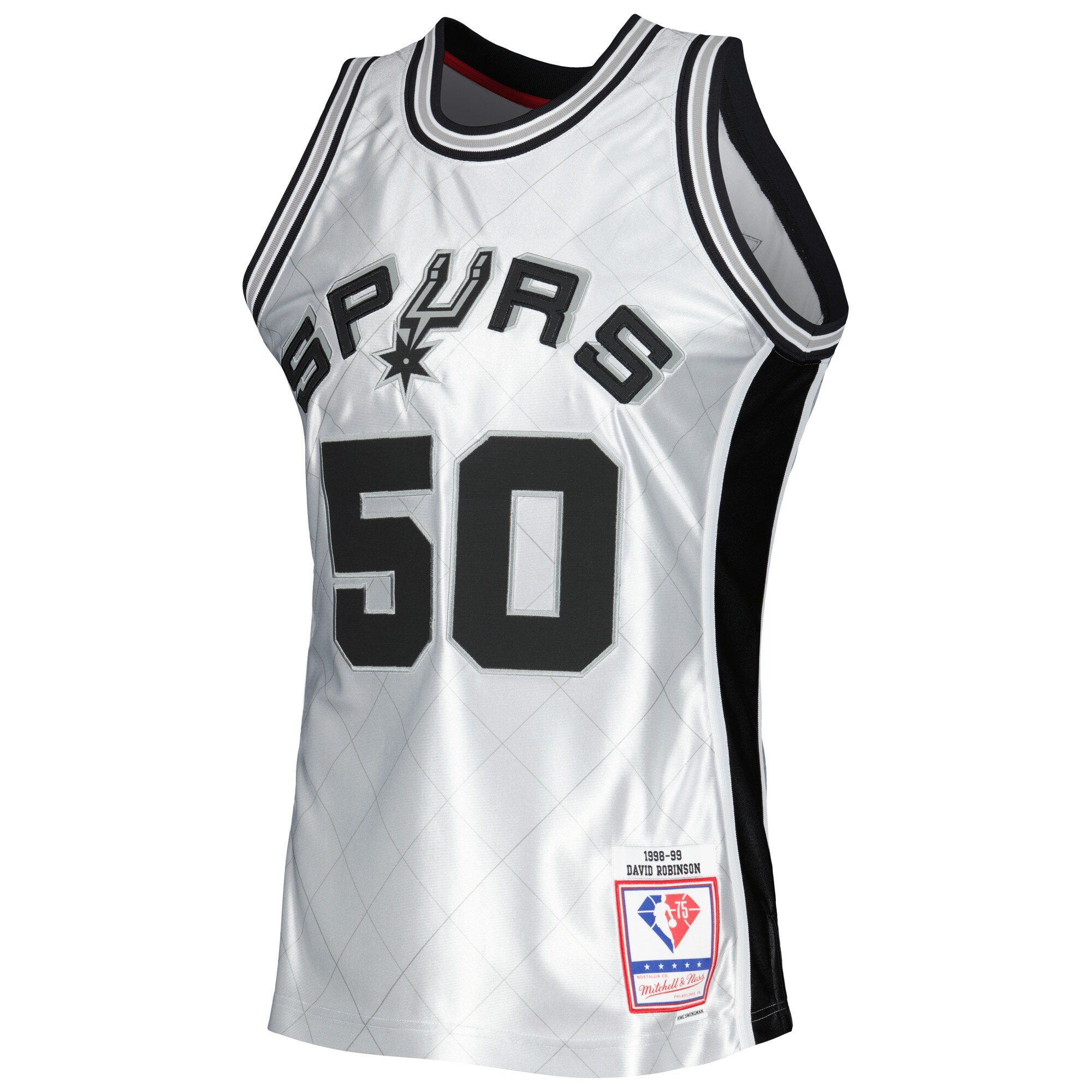 Alternative view of David Robinson San Antonio Spurs Mitchell & Ness 1998/99 Hardwood Classics 75th Anniversary Swingman Basketball Jersey - Platinum