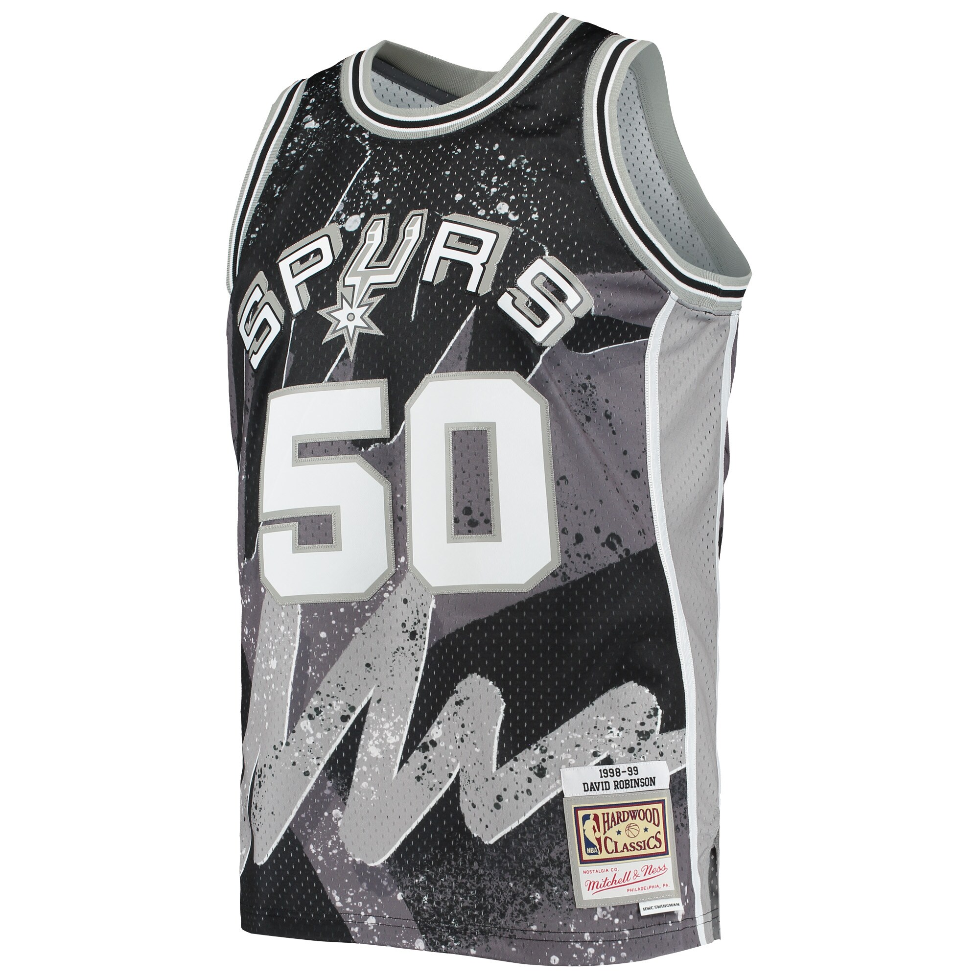 Alternative view of David Robinson San Antonio Spurs Mitchell & Ness Hardwood Classics 1998/99 Hyper Hoops Swingman Basketball Jersey - Black