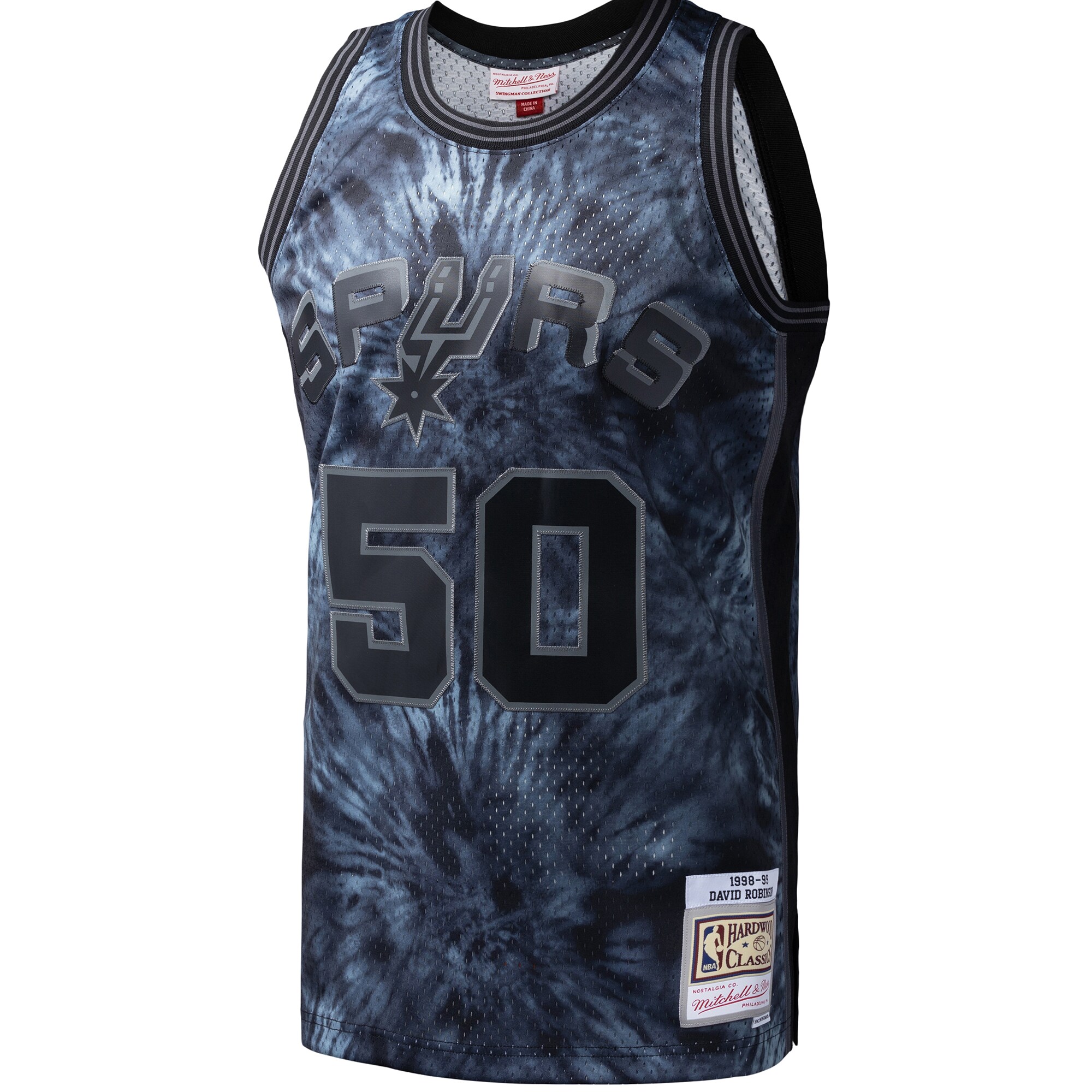 Alternative view of David Robinson San Antonio Spurs Mitchell & Ness Hardwood Classics 1998/99 Tie-dye Swingman Basketball Jersey - Black