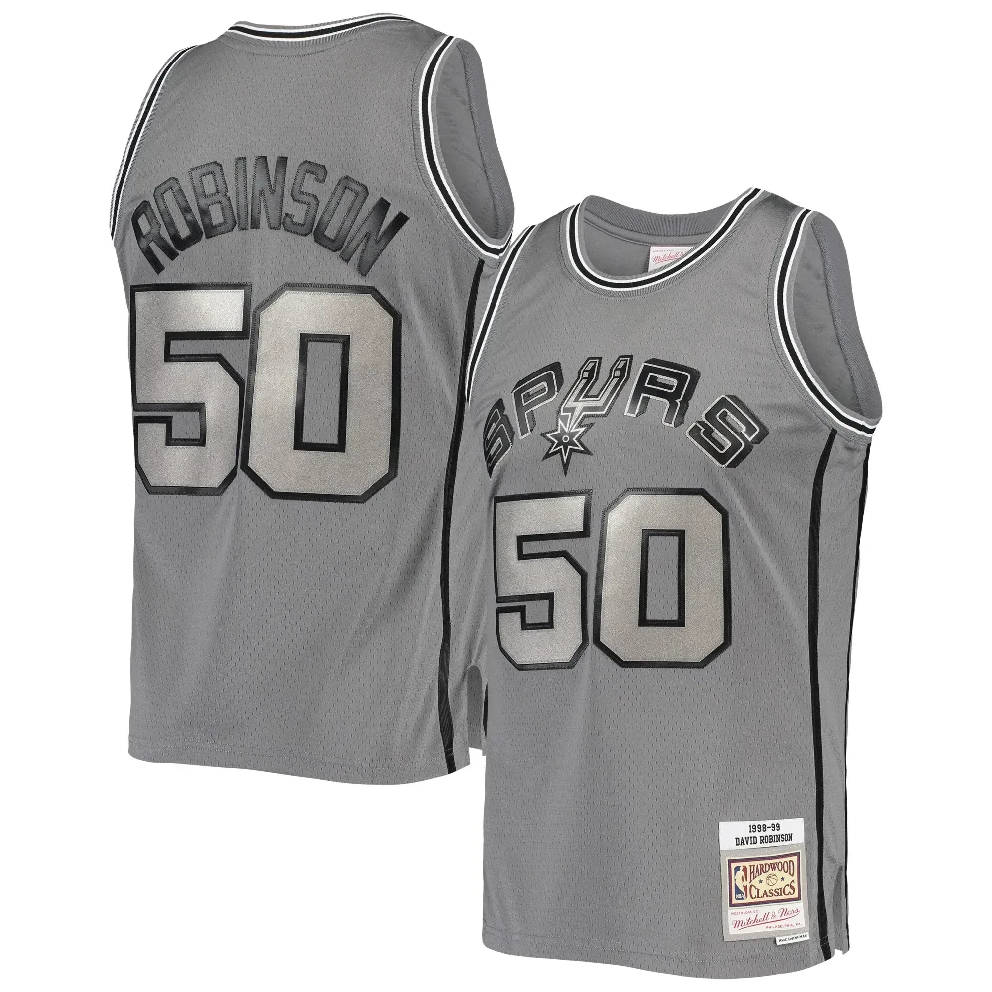 David Robinson San Antonio Spurs Mitchell & Ness Hardwood Classics Retired Player 1998/99 Metal Works Swingman Basketball Jersey – Charcoal - JS970 