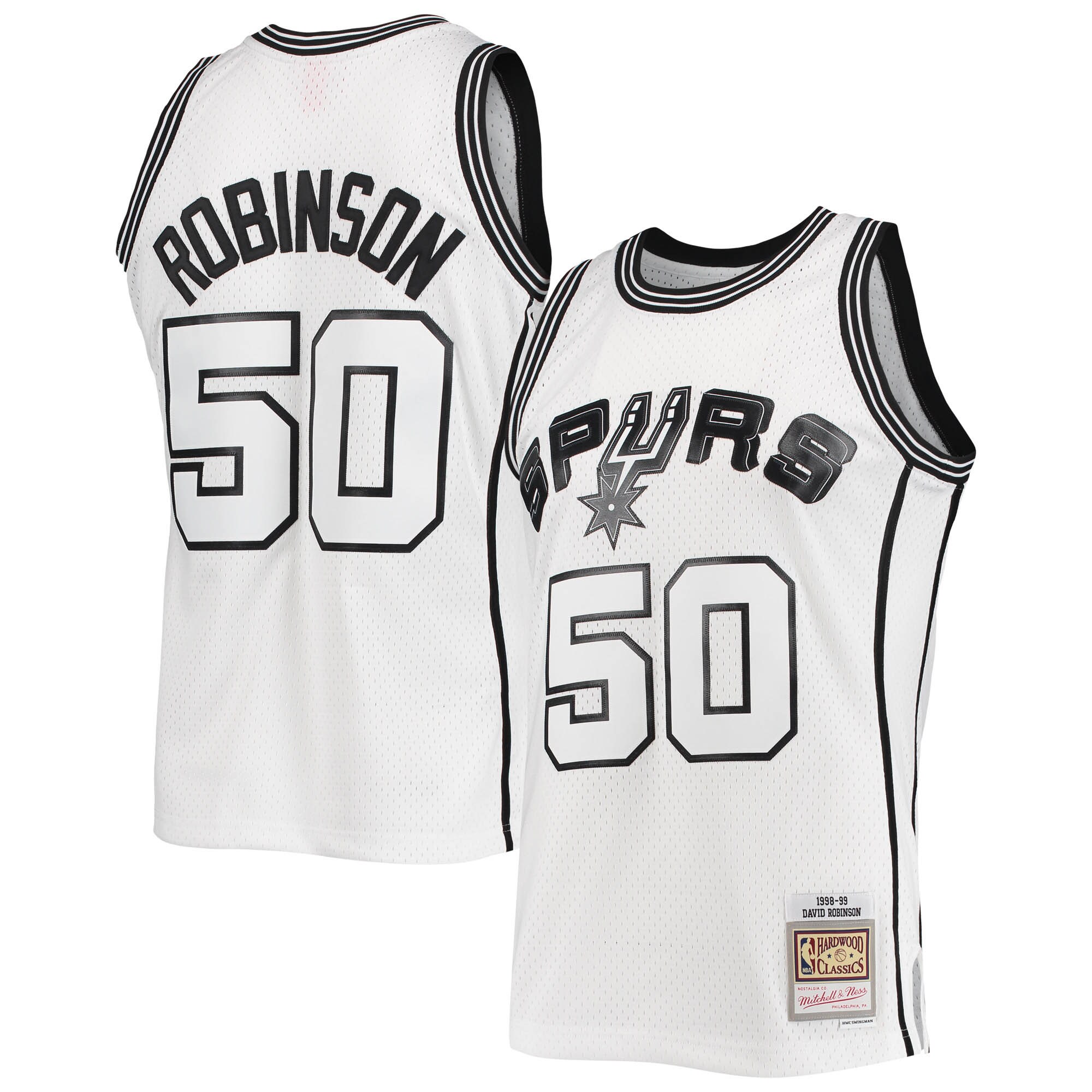 Alternative view of David Robinson San Antonio Spurs Mitchell & Ness White Out Swingman Basketball Jersey