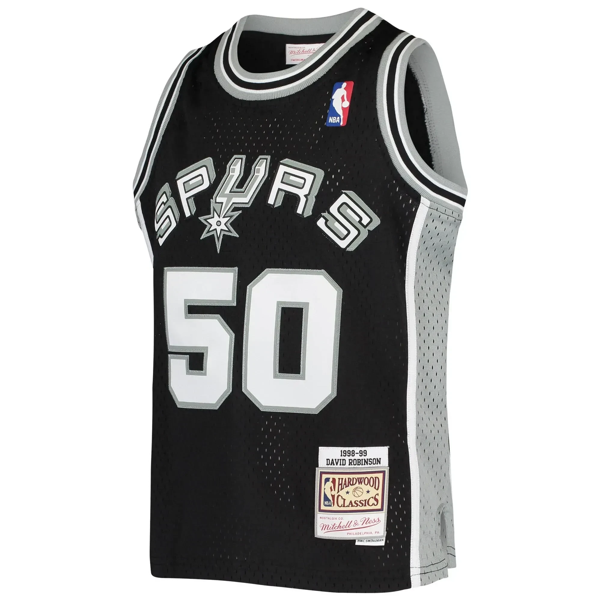 Alternative view of David Robinson San Antonio Spurs Mitchell & Ness Youth 1998-99 Hardwood Classics Swingman Throwback Basketball Jersey - Black - JS359 