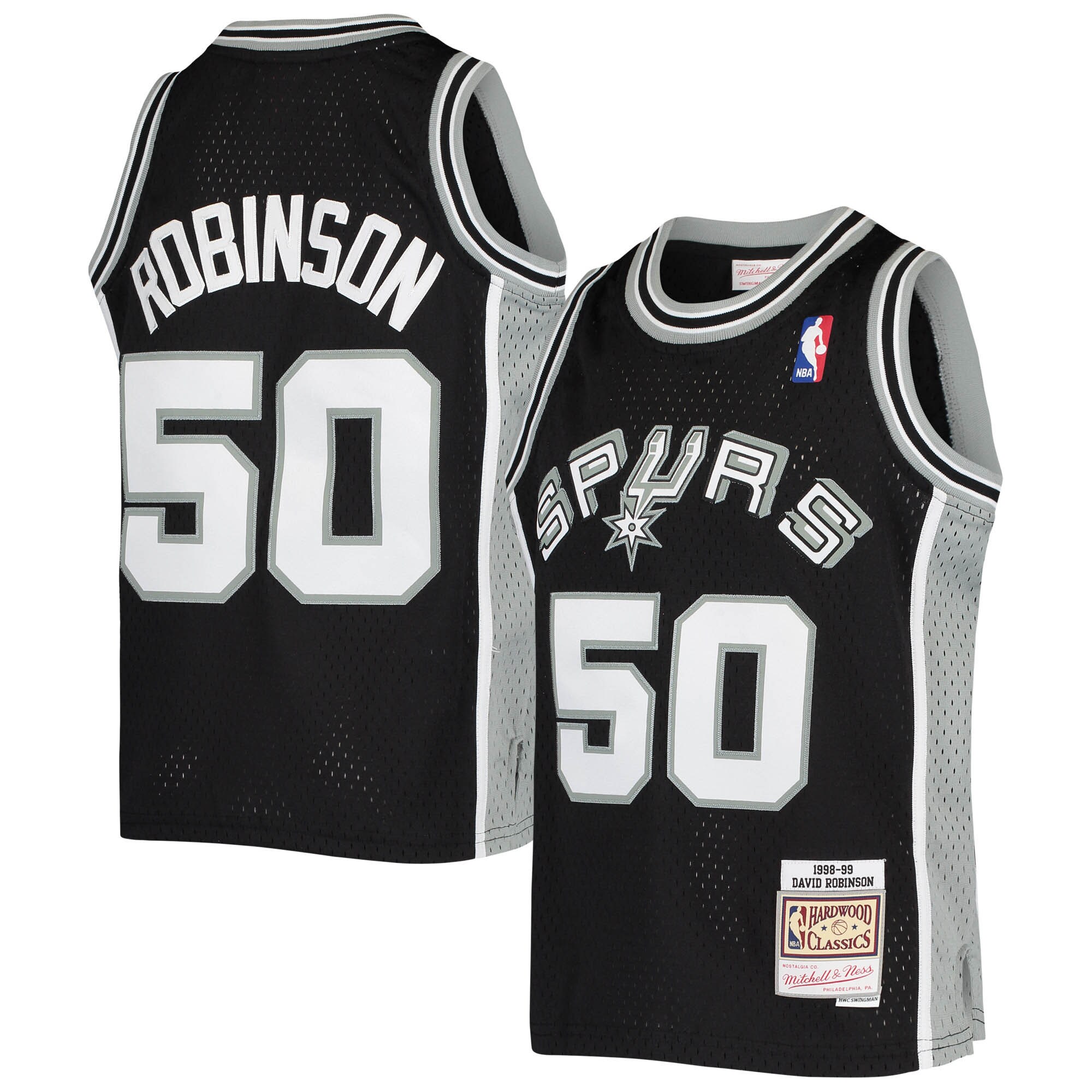 Alternative view of David Robinson San Antonio Spurs Mitchell & Ness Youth 1998-99 Hardwood Classics Swingman Throwback Basketball Jersey - Black