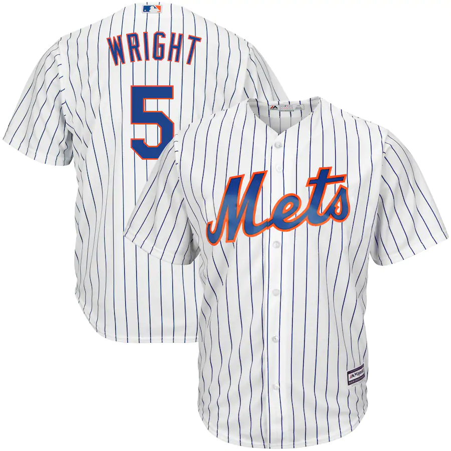 David Wright New York Mets Majestic Home Big And Tall Replica Cool Base Player Baseball Jersey - White Royal