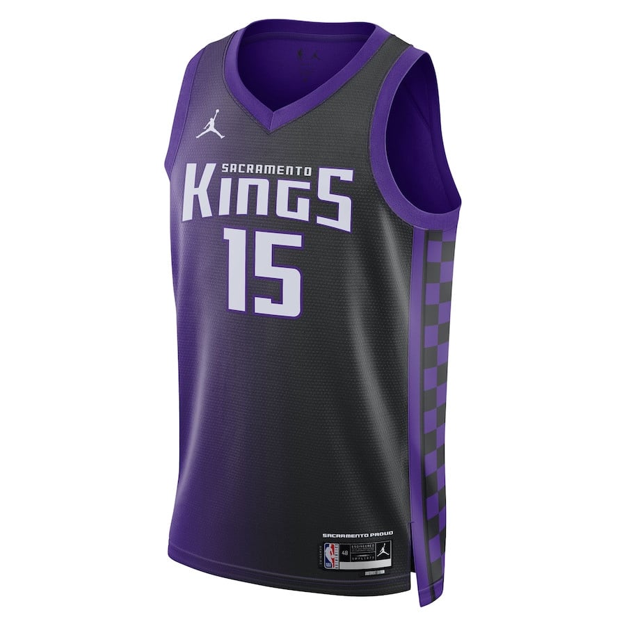 Alternative view of Davion Mitchell 15 Sacramento Kings Unisex Swingman Basketball Jersey - Statement Edition - Purple/Black - JS498 
