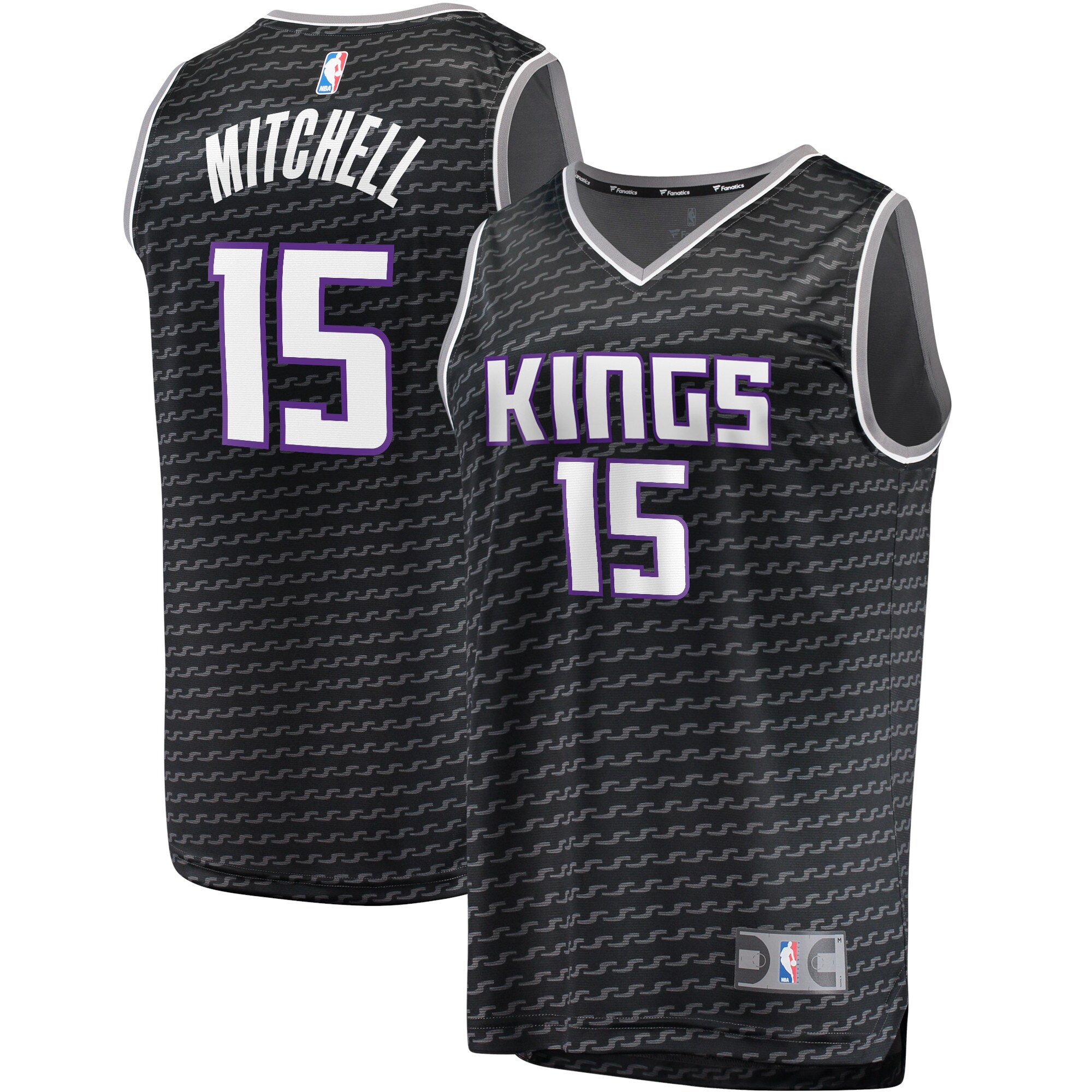 Alternative view of Davion Mitchell Sacramento Kings Fanatics Branded Fast Break Replica Player Basketball Jersey - Statement Edition - Black