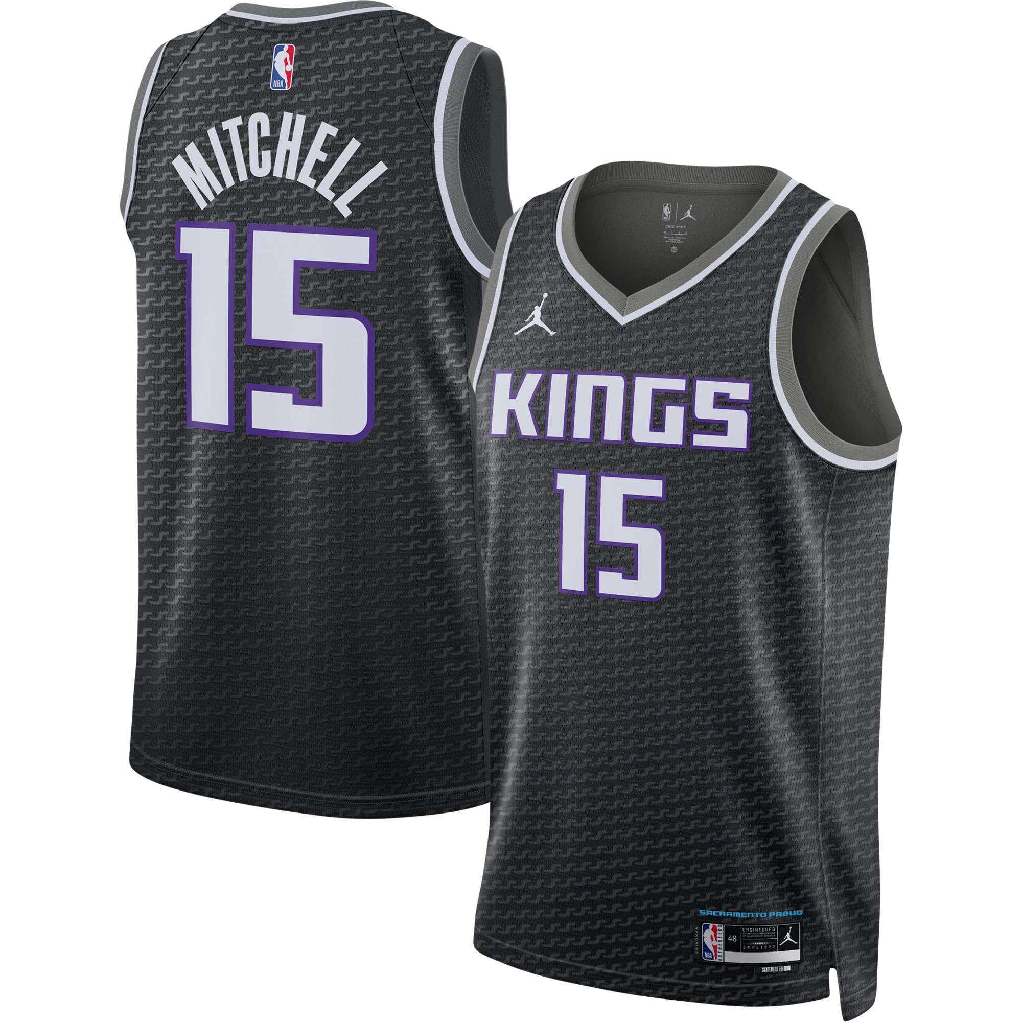 Davion Mitchell Sacramento Kings Jordan Brand Unisex Swingman Basketball Jersey – Statement Edition – Black