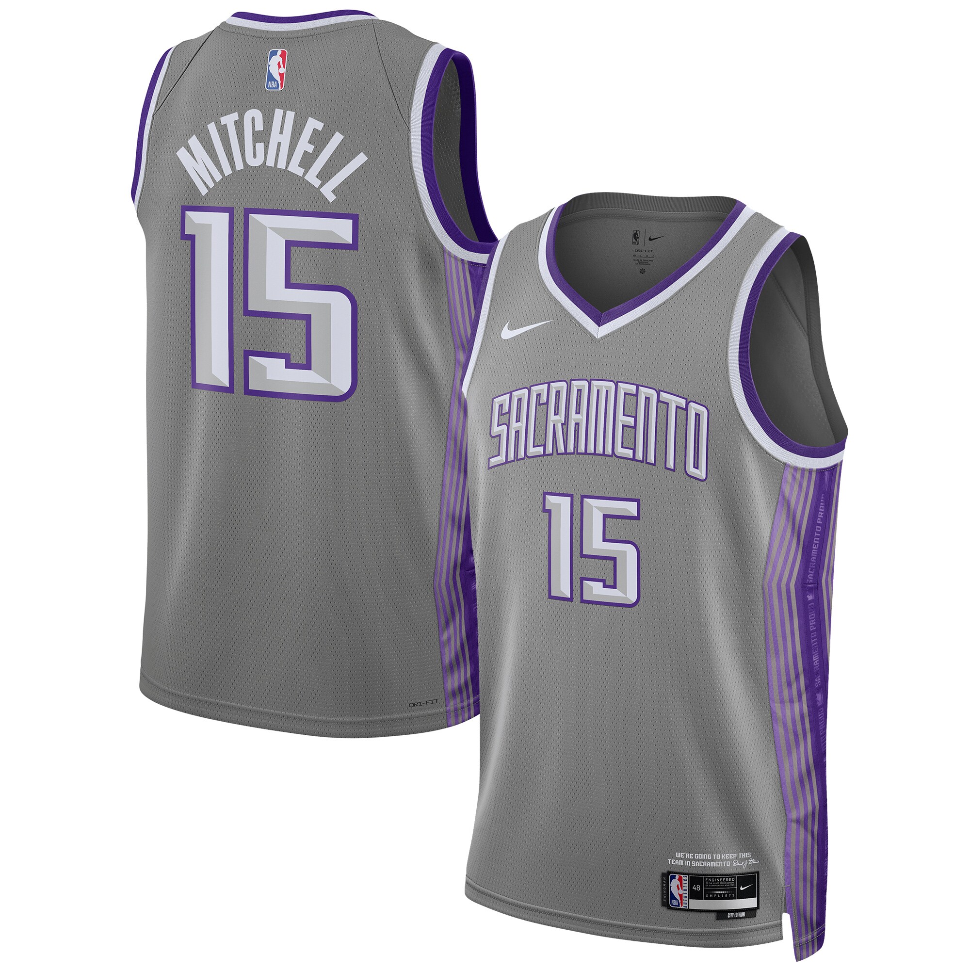Davion Mitchell Sacramento Kings Unisex 2022/23 Swingman Basketball Jersey – City Edition – Anthracite