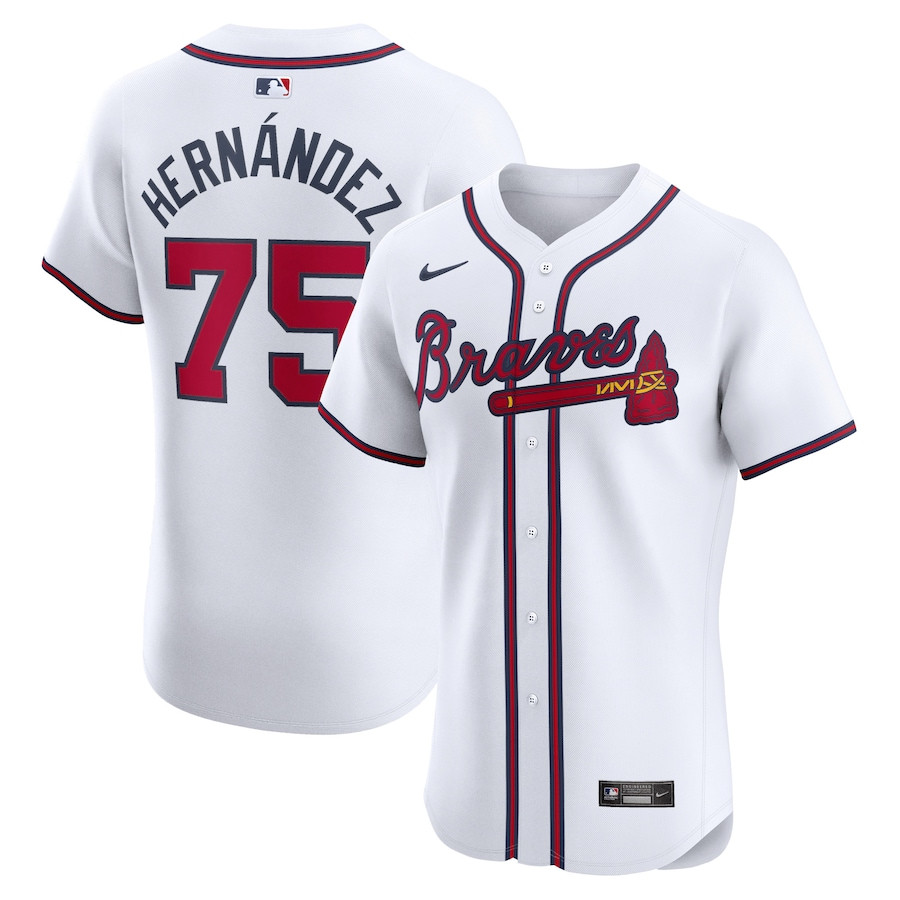 Daysbel Hernandez 75 Atlanta Braves Home Elite Player Men Baseball Jersey - White - JS747