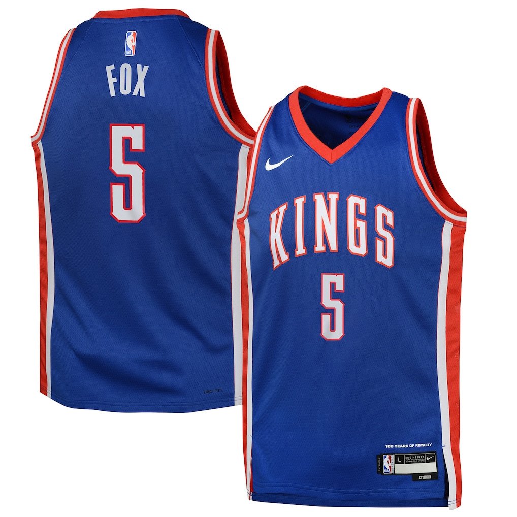 De'Aaron Fox 5 Sacramento Kings 2024/25 Swingman Player YOUTH Basketball Jersey - City Edition - Blue - JS947 