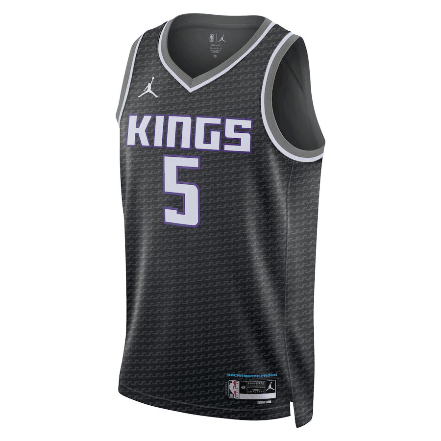 Alternative view of De'Aaron Fox 5 Sacramento Kings Statement Edition Swingman Basketball Jersey - Black - JS761 