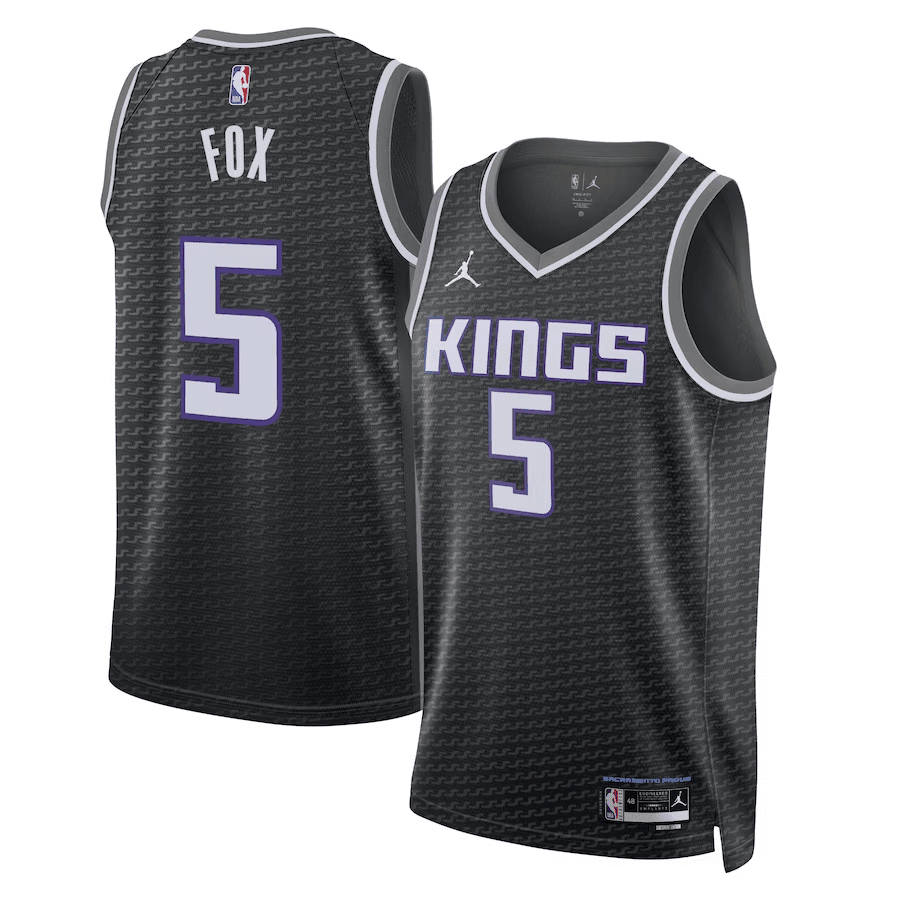De'Aaron Fox 5 Sacramento Kings Statement Edition Swingman Basketball Jersey - Black - JS761 