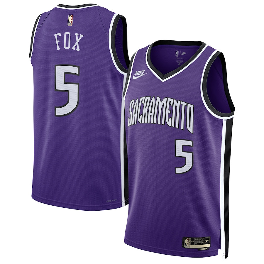 De'Aaron Fox 5 Sacramento Kings Unisex 2024/25 Swingman Basketball Jersey - Purple - Classic Edition - JS826 