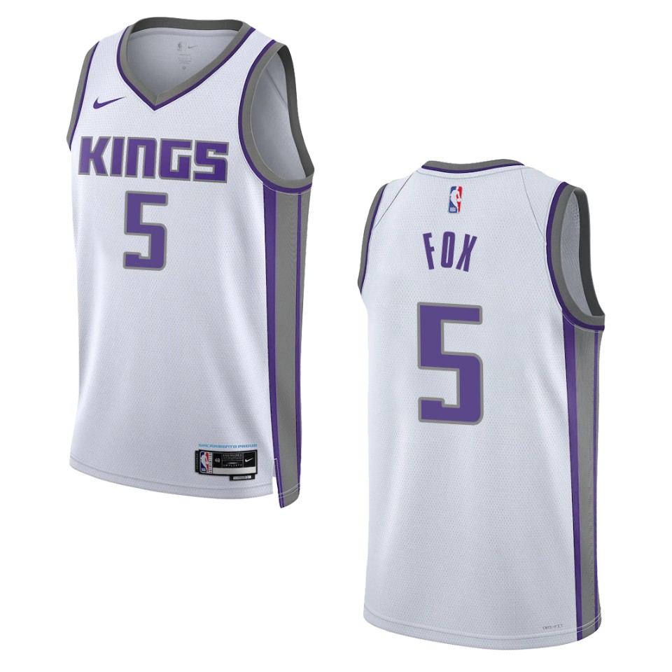 De'aaron Fox Association Edition Sacramento Kings 2022-23 White Swingman Basketball Jersey