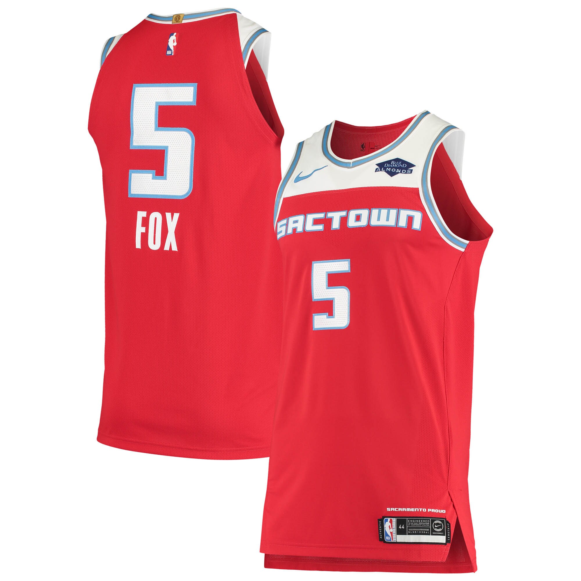 De'aaron Fox Sacramento Kings Authentic Badge Basketball Jersey - City Edition - Red