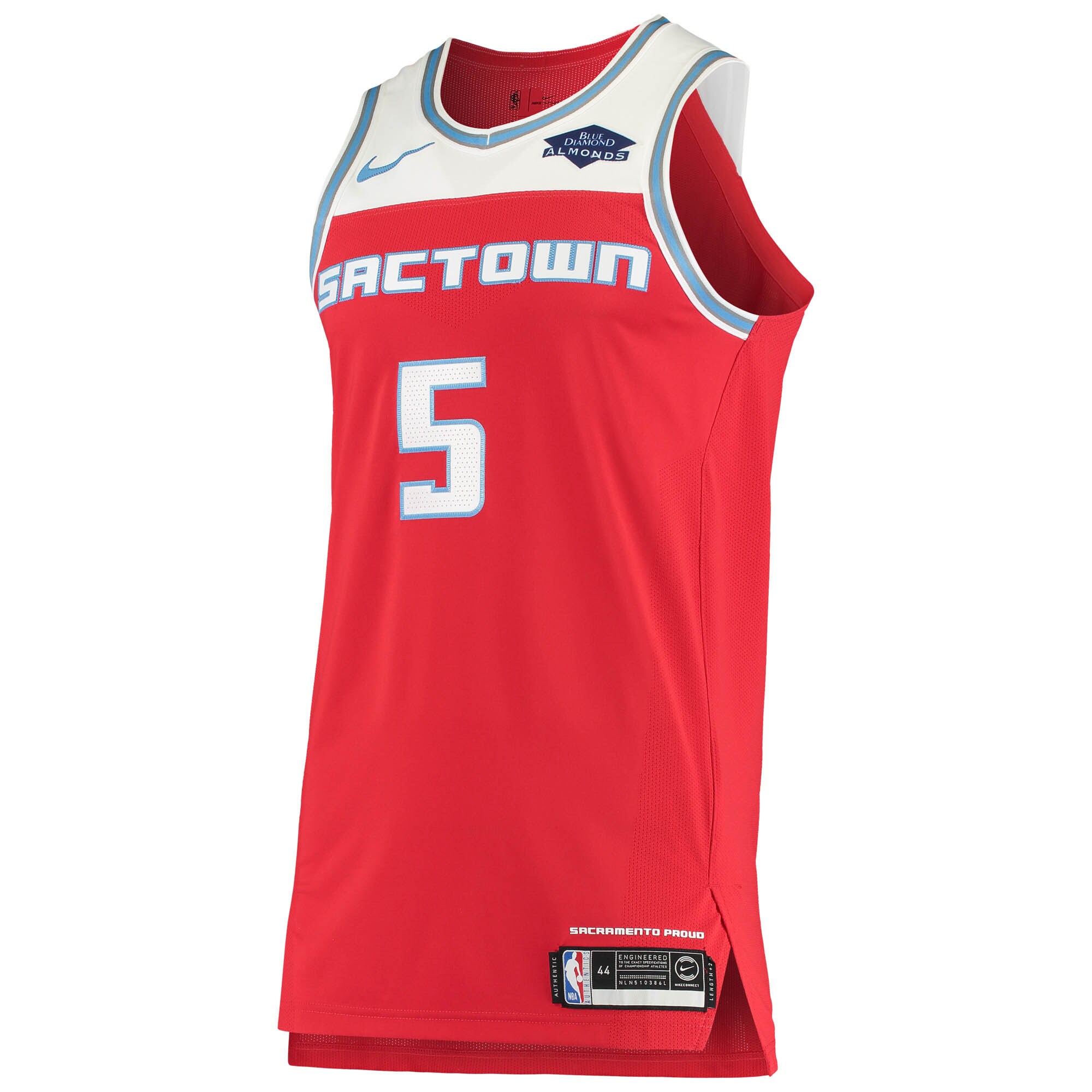 Alternative view of De'aaron Fox Sacramento Kings Authentic Badge Basketball Jersey - City Edition - Red