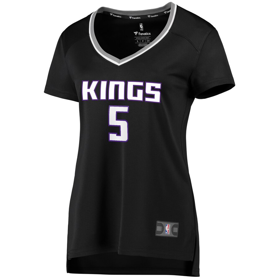 Alternative view of De'aaron Fox Sacramento Kings Fanatics Branded Women's Fast Break Player Replica Basketball Jersey - Statement Edition - Black