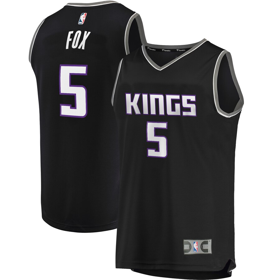 De'aaron Fox Sacramento Kings Fanatics Branded Youth Fast Break Replica Player Basketball Jersey - Statement Edition - Black