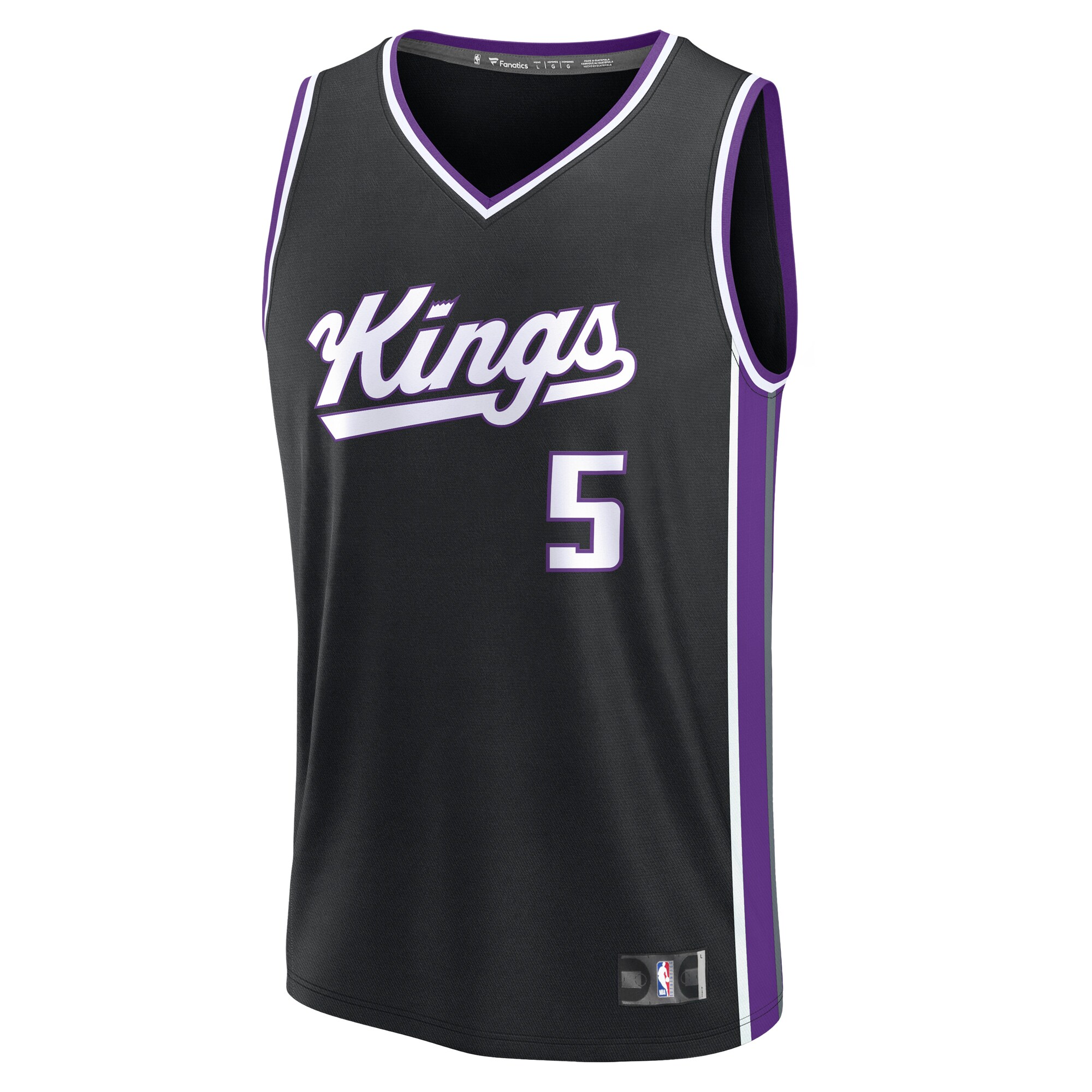 Alternative view of De'aaron Fox Sacramento Kings Fanatics Youth Fast Break Replica Player Basketball Jersey - Icon Edition - Black